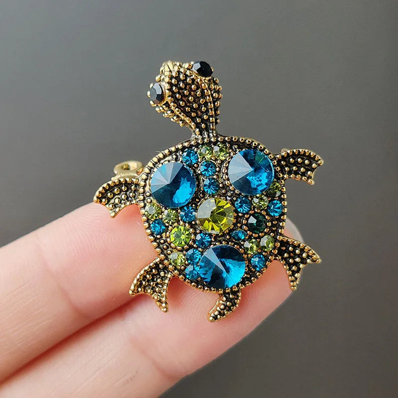 Vintage Rhinestone Turtle Brooch Pin Jewelry Accessories