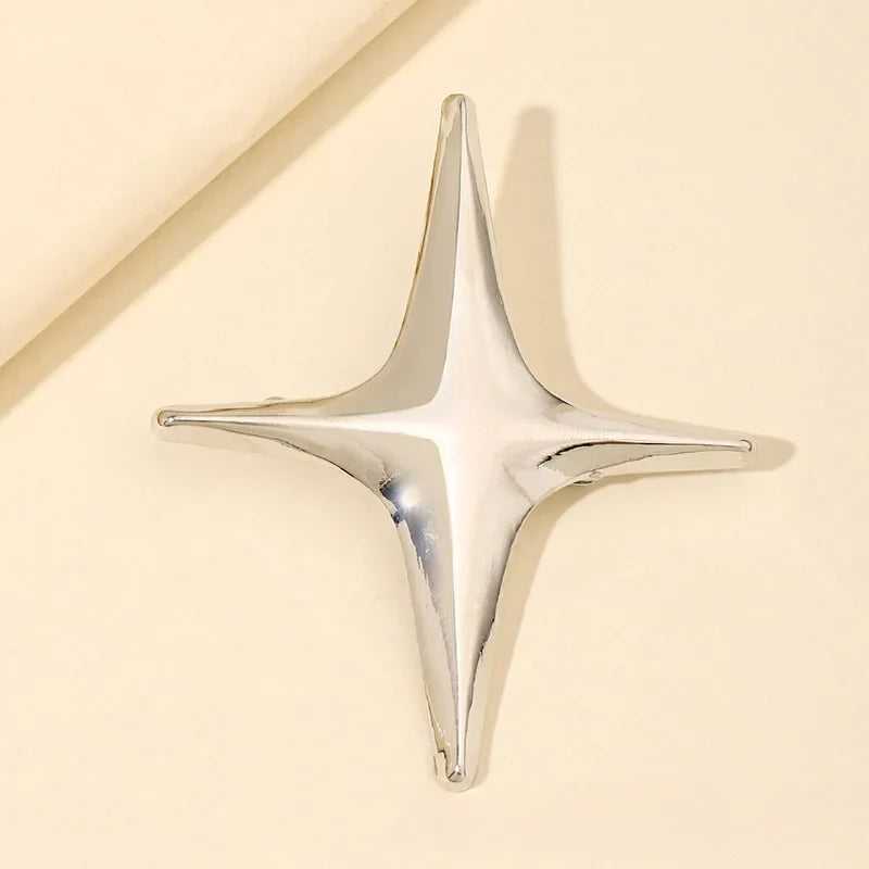 Cross Star Brooch Pin for Men and Women - Four-pointed Metal Lapel Pin