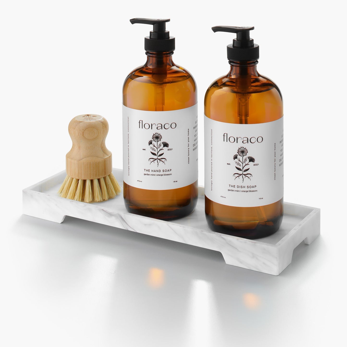 Magnolia Mint Refillable Glass Dish Soap: Wild Mint, Orange Blossom, Eucalyptus, Lemon, Mint + Tomato Leaf Scented