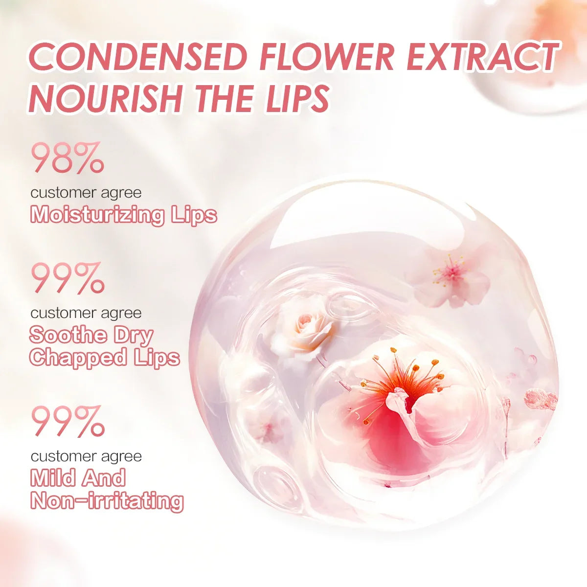 4 Colors Lip Balm Flower Essence Extra Moisturizing Natural Lasting Lip Plumper Non Sticky Lip Gloss Makeup Lip Care Cosmetics