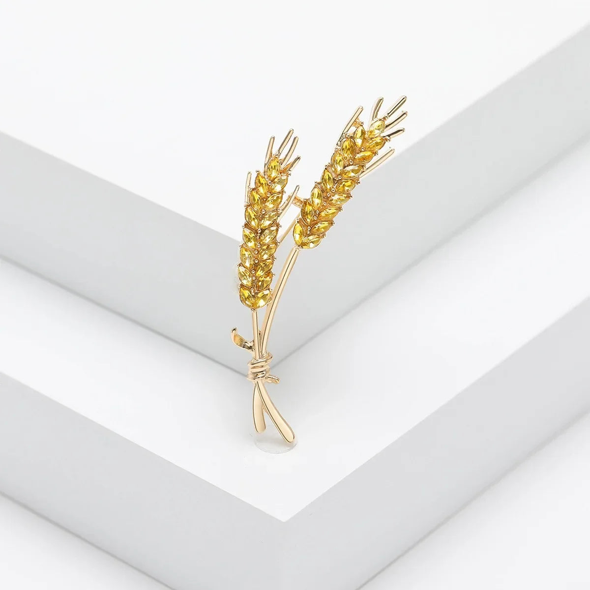 Luxury Rhinestone Wheat Lapel Pin Jewelry for Men & Women