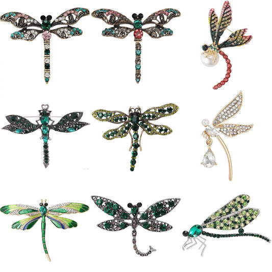 Rhinestone Dragonfly Brooch Glass Insect Pin Jewelry Accessories
