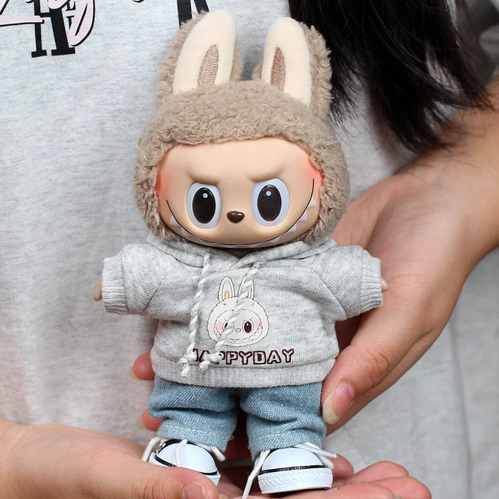 Labubu II Heart Hoodie & Jeans Set – Trendy K‑Pop Idol Style