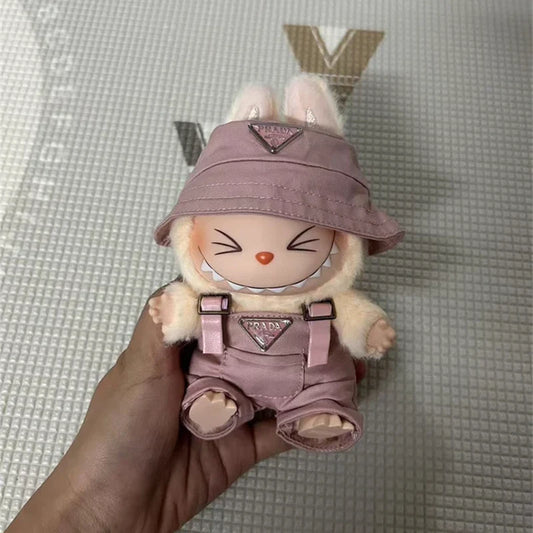 Labubu Doll Clothes – Mini Hat & Overalls Outfit Set