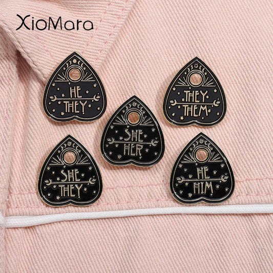 Pronoun Enamel Pins: She/Her, He/Him, They/Them Brooches - Metal Lapel Badges Jewelry Gifts