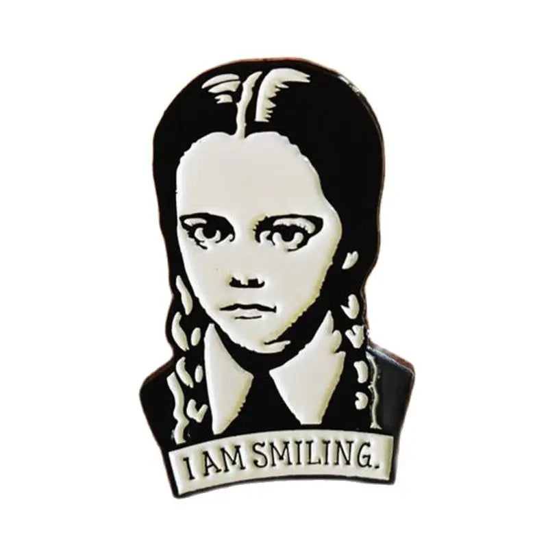 Wednesday Addams Enamel Brooch Lapel Pin Dark Humor Jewelry Gift