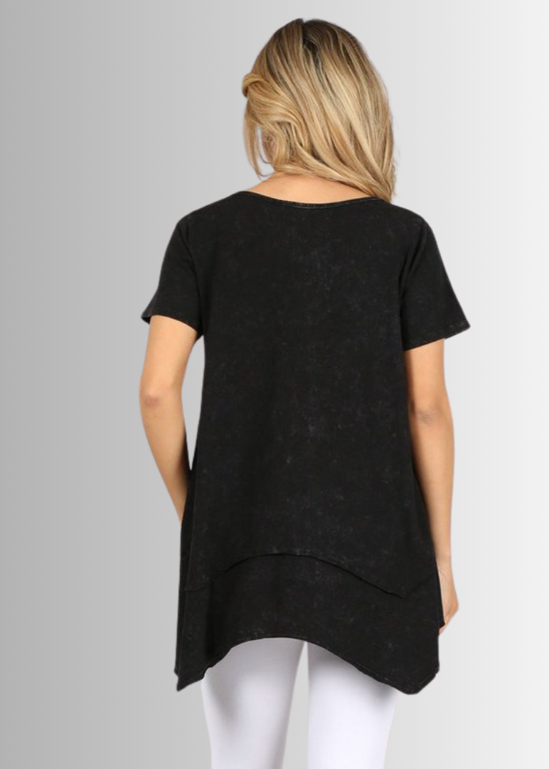 Shark Bite Hem Casual Cotton Tee - Concordia Style Boutique