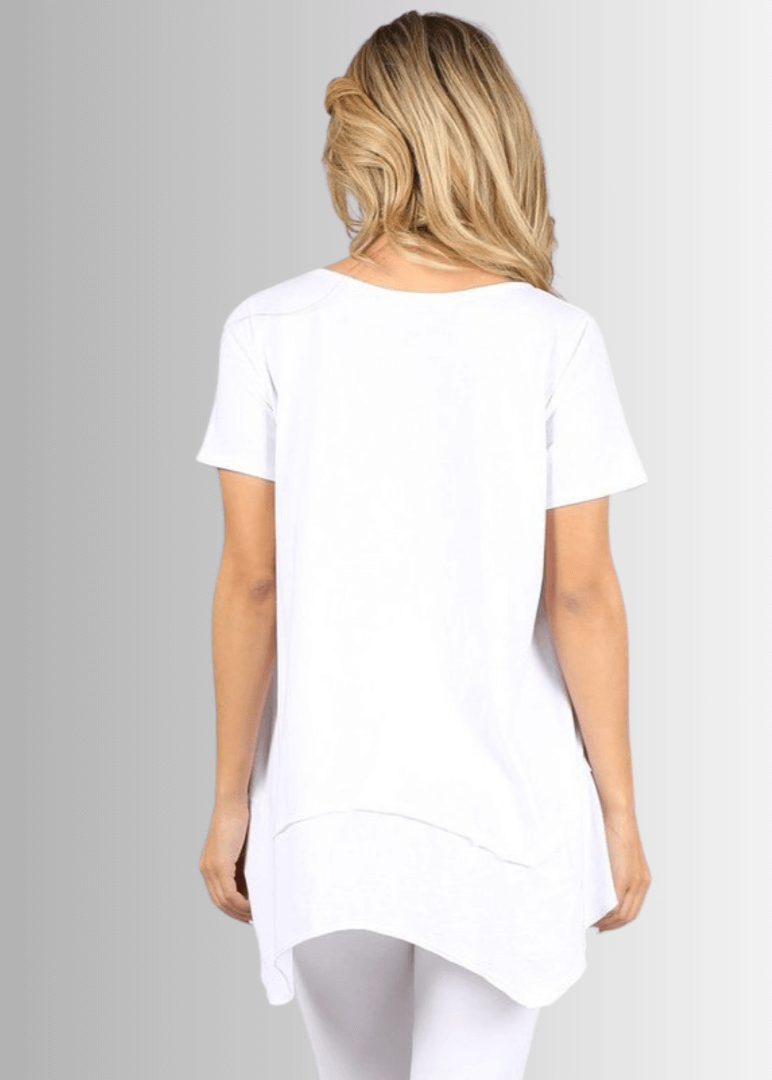 Shark Bite Hem Casual Cotton Tee - Concordia Style Boutique
