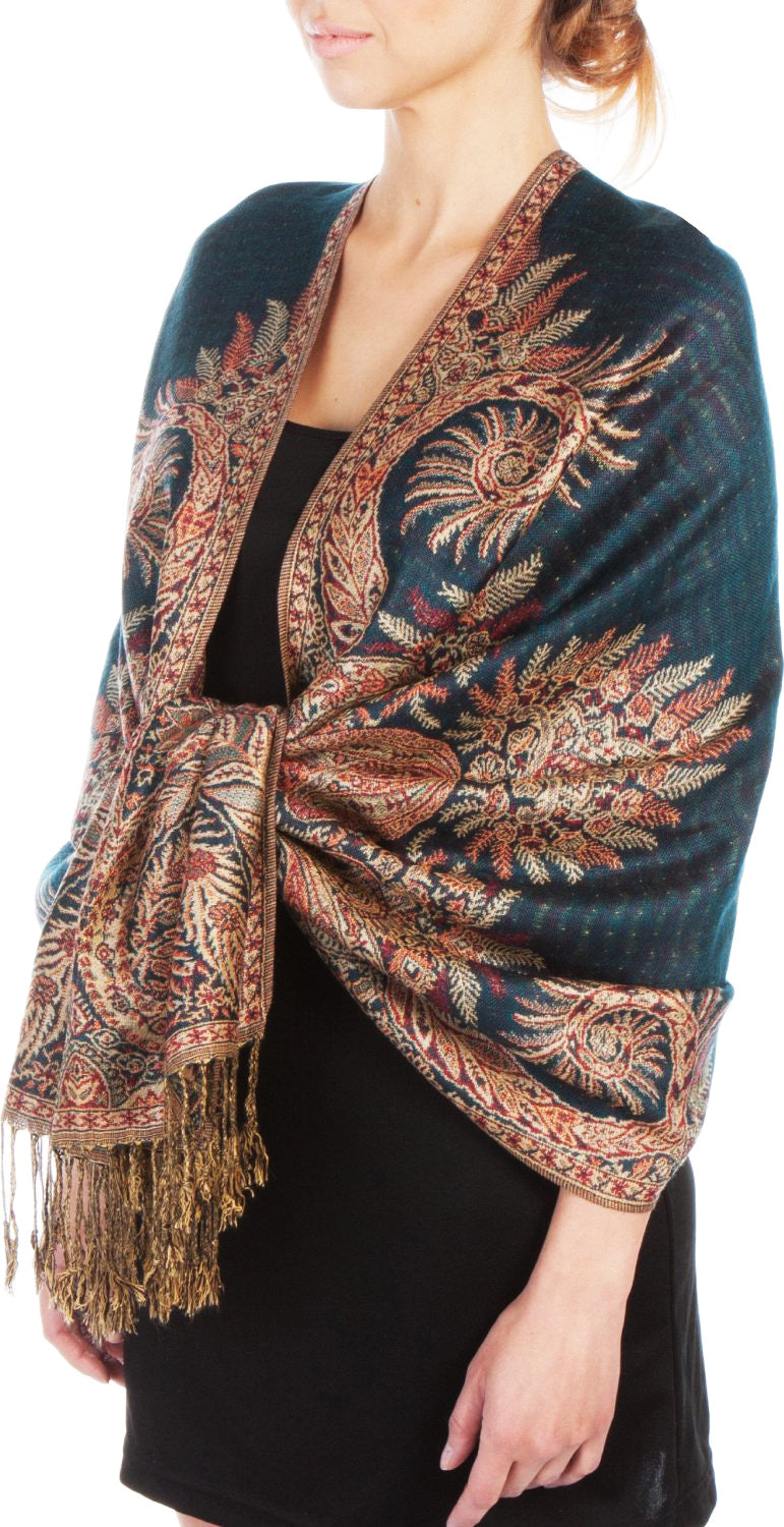 Sakkas 70" x 28" Big Paisley Jacquard Layered Woven Pashmina Shawl / Wrap Stole - Premium scarf from Sakkas Store - Just $16.98! Shop now at Concordia Style Boutique