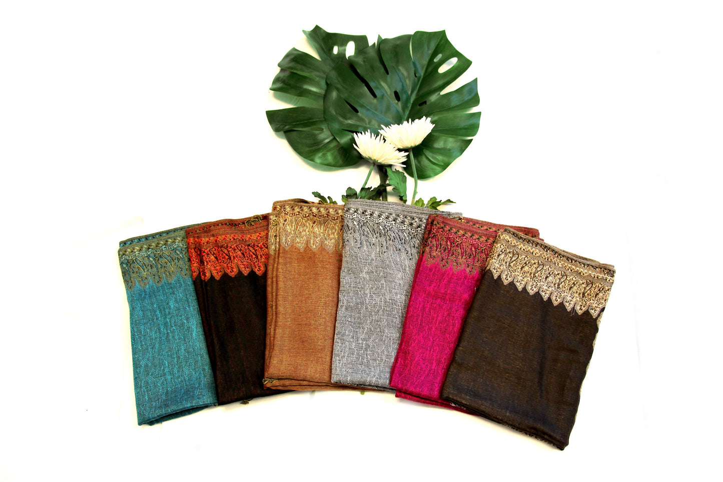 Sakkas 70" x 28" Border Pattern Layered Woven Pashmina Shawl Scarf Wrap Stole - Premium scarf from Sakkas Store - Just $16.98! Shop now at Concordia Style Boutique
