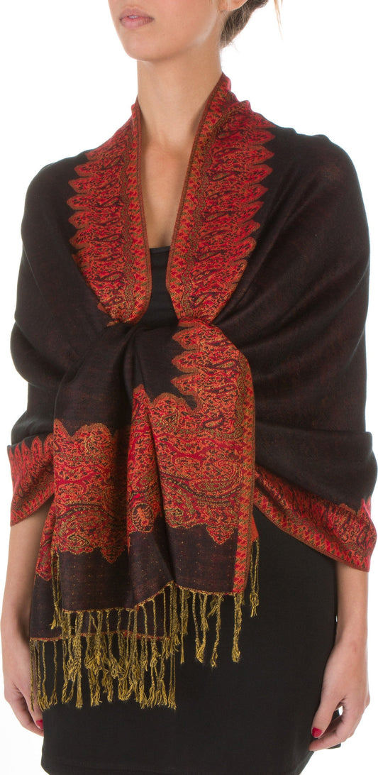 Sakkas 70" x 28" Border Pattern Layered Woven Pashmina Shawl Scarf Wrap Stole - Premium scarf from Sakkas Store - Just $16.98! Shop now at Concordia Style Boutique