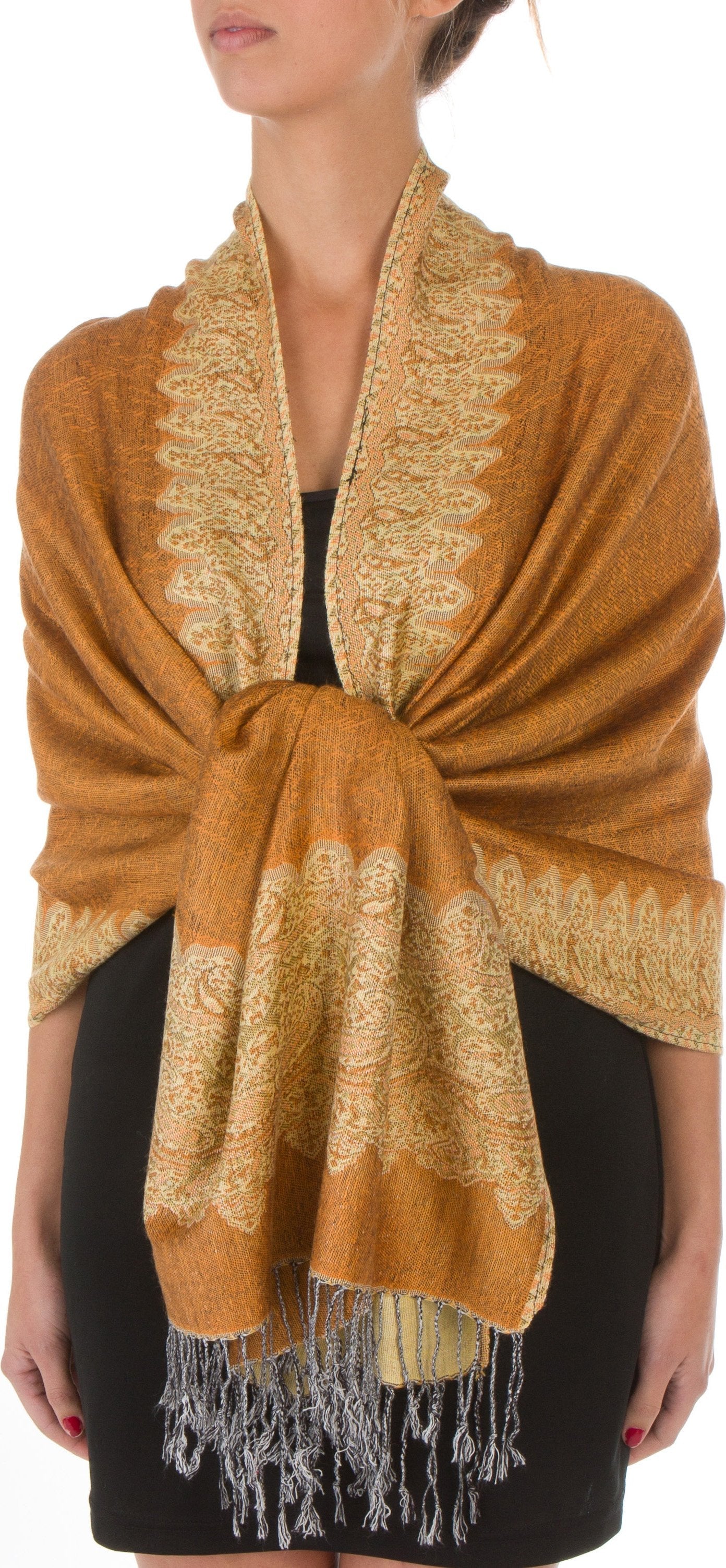 Sakkas 70" x 28" Border Pattern Layered Woven Pashmina Shawl Scarf Wrap Stole - Premium scarf from Sakkas Store - Just $16.98! Shop now at Concordia Style Boutique