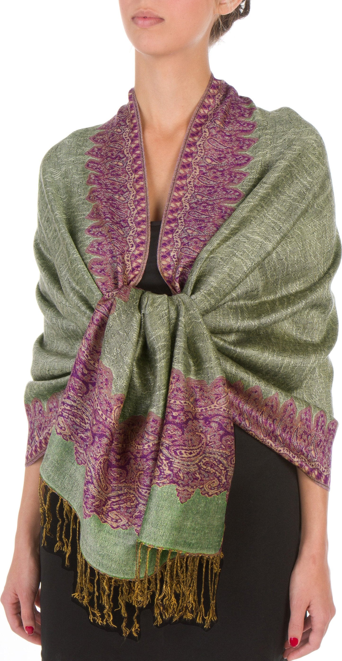 Sakkas 70" x 28" Border Pattern Layered Woven Pashmina Shawl Scarf Wrap Stole - Premium scarf from Sakkas Store - Just $16.98! Shop now at Concordia Style Boutique