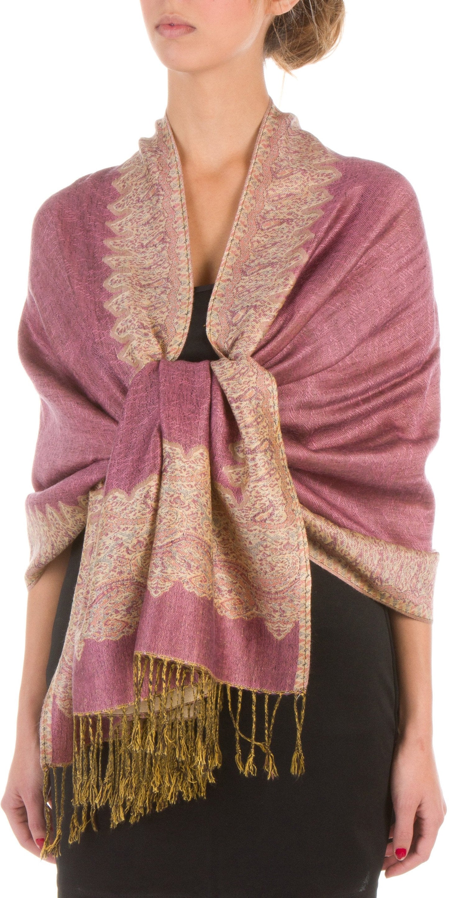 Sakkas 70" x 28" Border Pattern Layered Woven Pashmina Shawl Scarf Wrap Stole - Premium scarf from Sakkas Store - Just $16.98! Shop now at Concordia Style Boutique