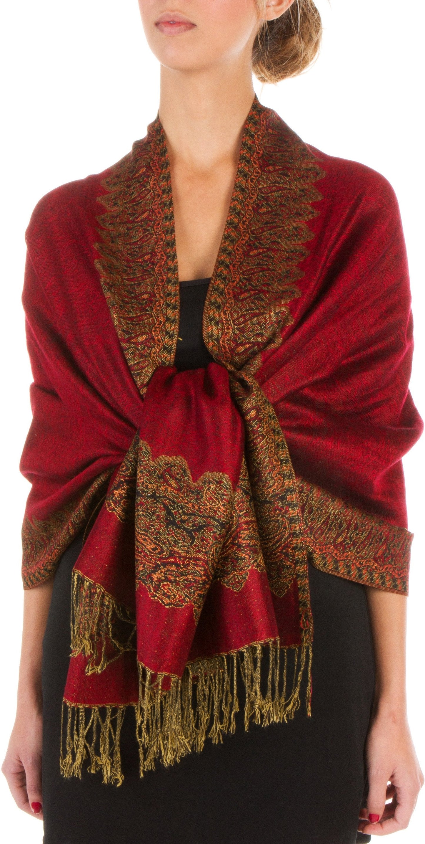 Sakkas 70" x 28" Border Pattern Layered Woven Pashmina Shawl Scarf Wrap Stole - Premium scarf from Sakkas Store - Just $16.98! Shop now at Concordia Style Boutique