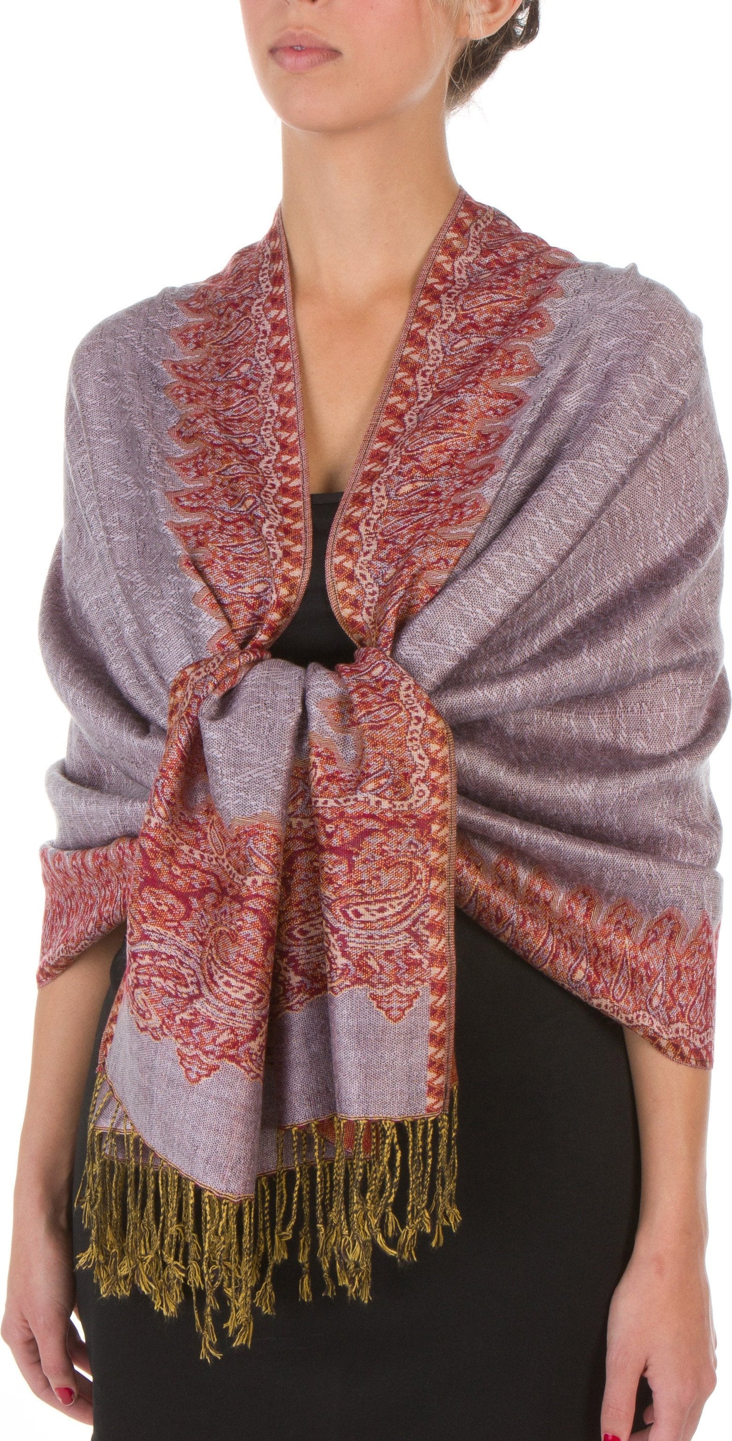 Sakkas 70" x 28" Border Pattern Layered Woven Pashmina Shawl Scarf Wrap Stole - Premium scarf from Sakkas Store - Just $16.98! Shop now at Concordia Style Boutique