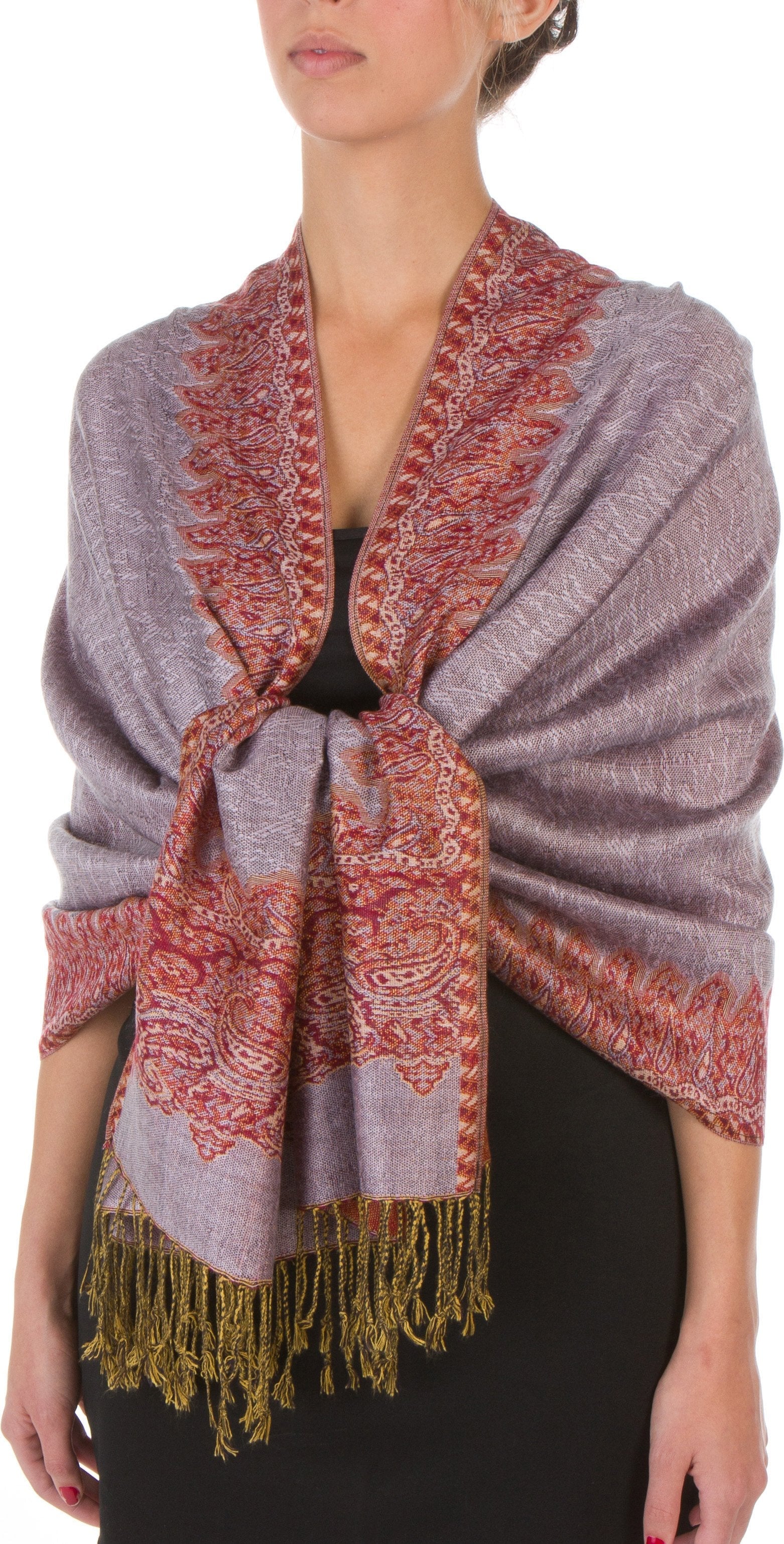 Sakkas 70" x 28" Border Pattern Layered Woven Pashmina Shawl Scarf Wrap Stole - Premium scarf from Sakkas Store - Just $16.98! Shop now at Concordia Style Boutique
