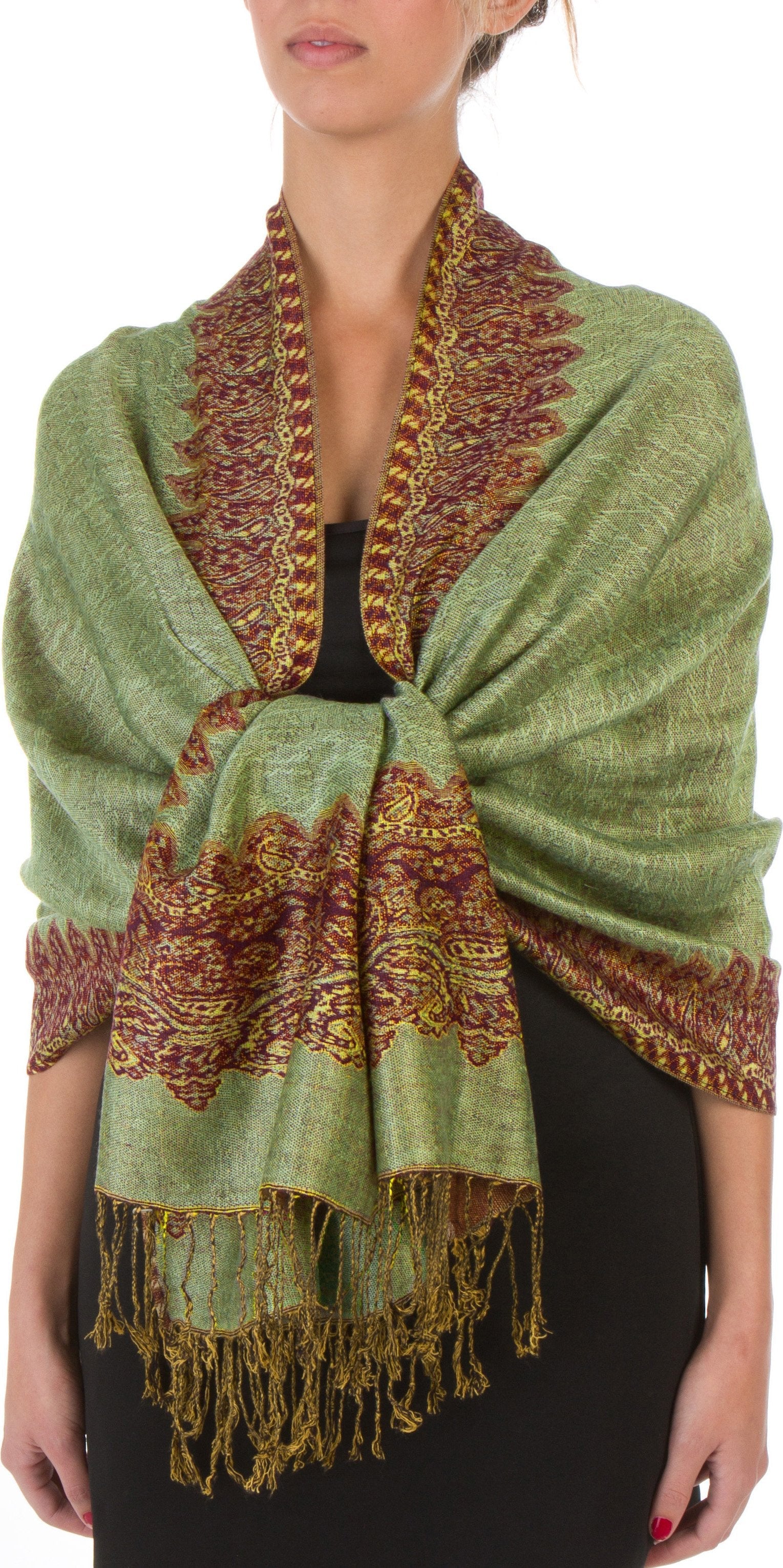 Sakkas 70" x 28" Border Pattern Layered Woven Pashmina Shawl Scarf Wrap Stole - Premium scarf from Sakkas Store - Just $16.98! Shop now at Concordia Style Boutique