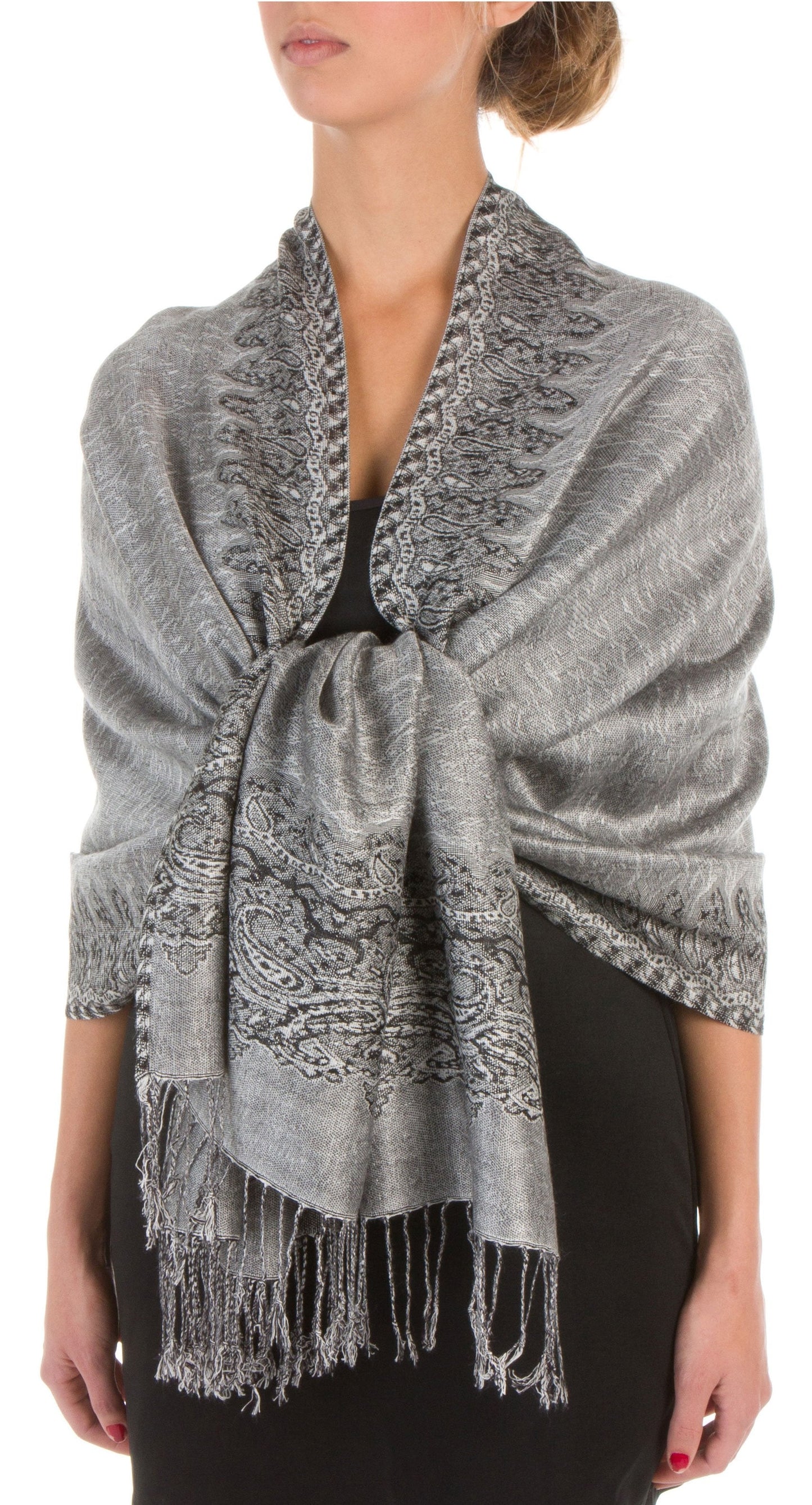 Sakkas 70" x 28" Border Pattern Layered Woven Pashmina Shawl Scarf Wrap Stole - Premium scarf from Sakkas Store - Just $16.98! Shop now at Concordia Style Boutique
