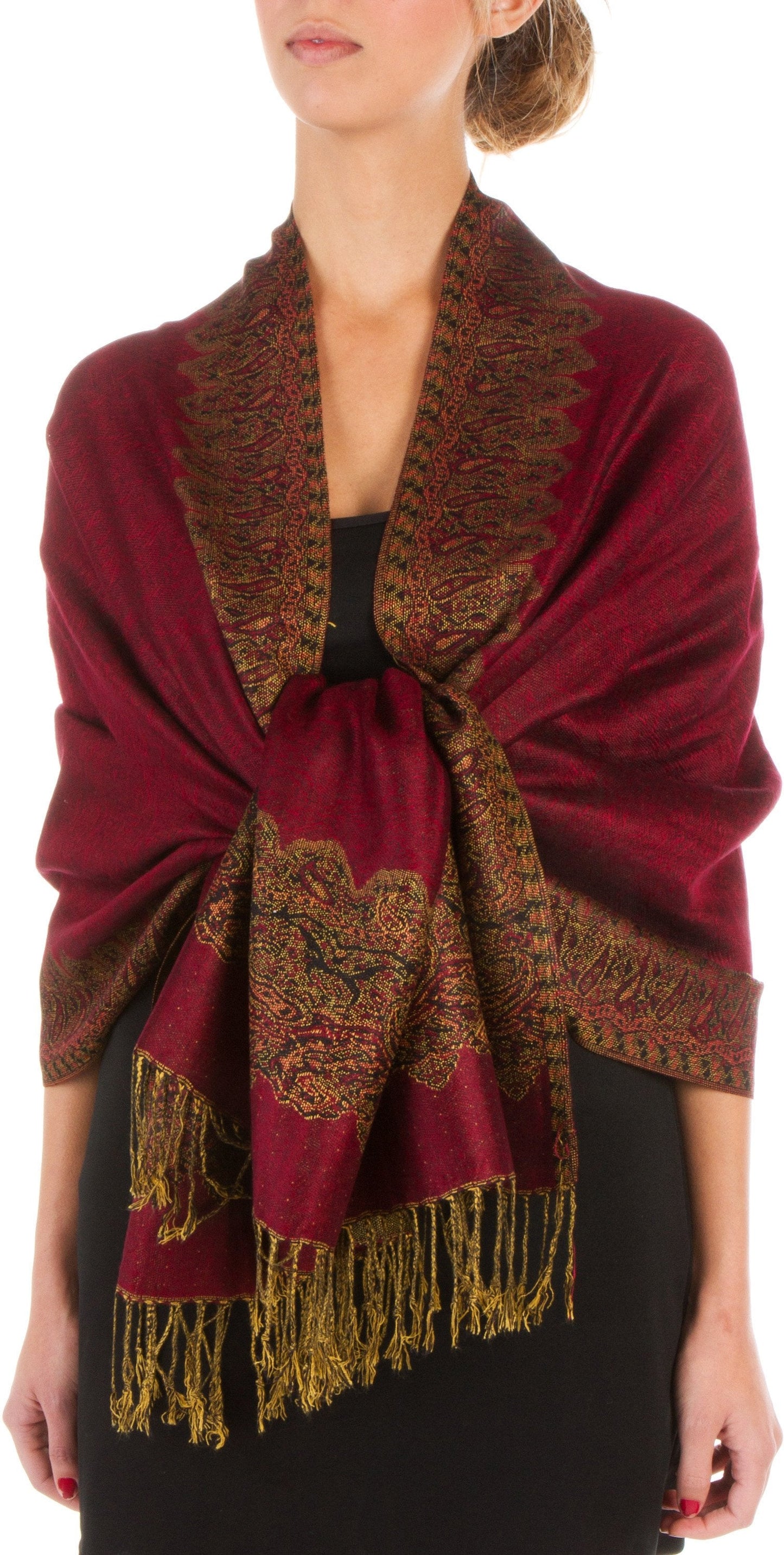 Sakkas 70" x 28" Border Pattern Layered Woven Pashmina Shawl Scarf Wrap Stole - Premium scarf from Sakkas Store - Just $16.98! Shop now at Concordia Style Boutique