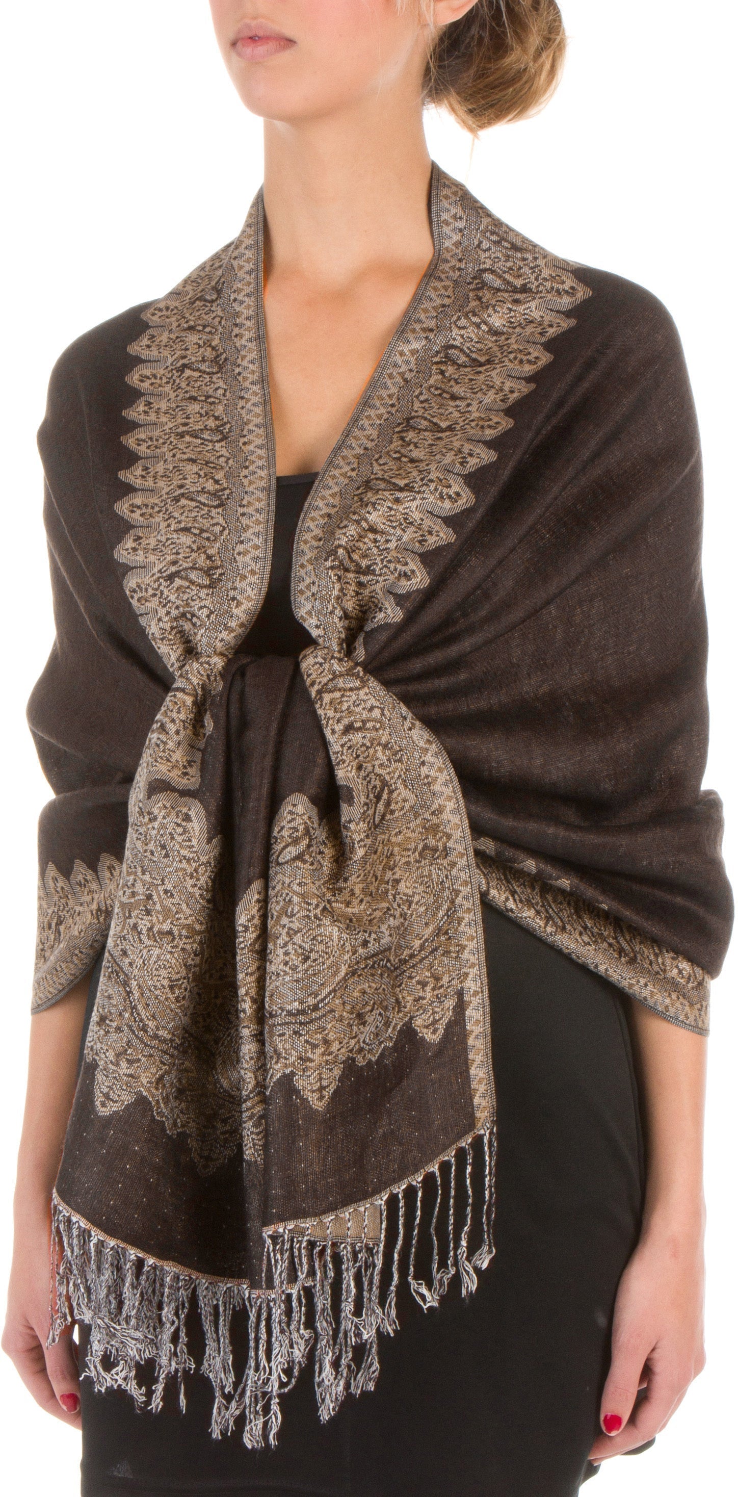 Sakkas 70" x 28" Border Pattern Layered Woven Pashmina Shawl Scarf Wrap Stole - Premium scarf from Sakkas Store - Just $16.98! Shop now at Concordia Style Boutique