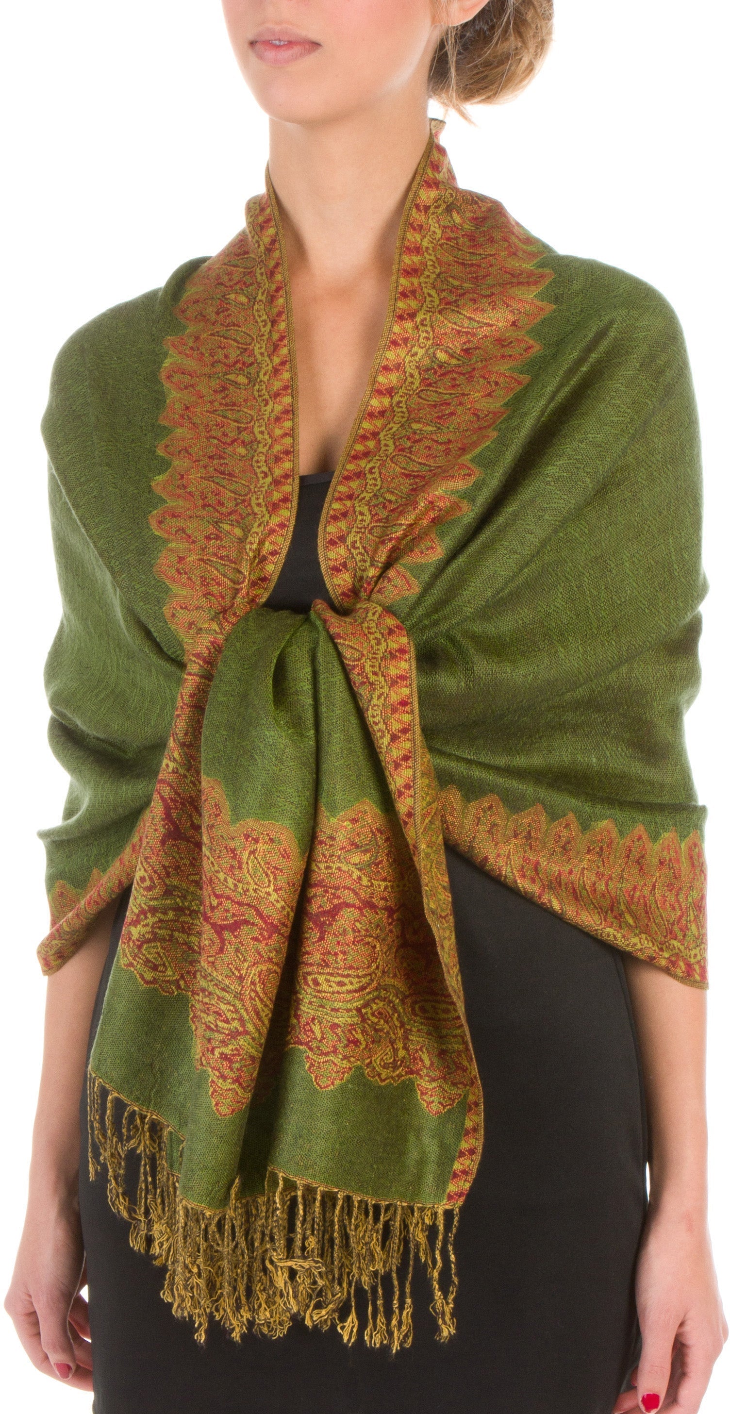 Sakkas 70" x 28" Border Pattern Layered Woven Pashmina Shawl Scarf Wrap Stole - Premium scarf from Sakkas Store - Just $16.98! Shop now at Concordia Style Boutique