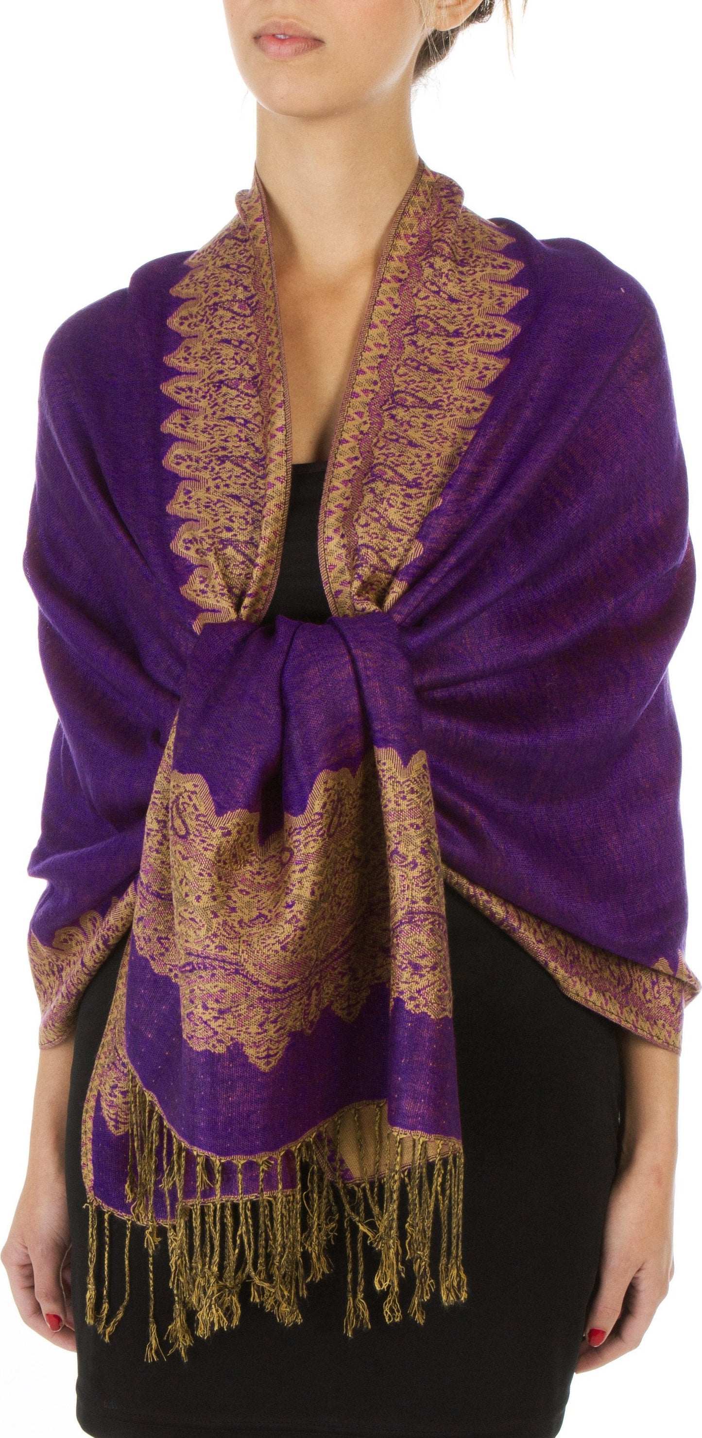 Sakkas 70" x 28" Border Pattern Layered Woven Pashmina Shawl Scarf Wrap Stole - Premium scarf from Sakkas Store - Just $16.98! Shop now at Concordia Style Boutique