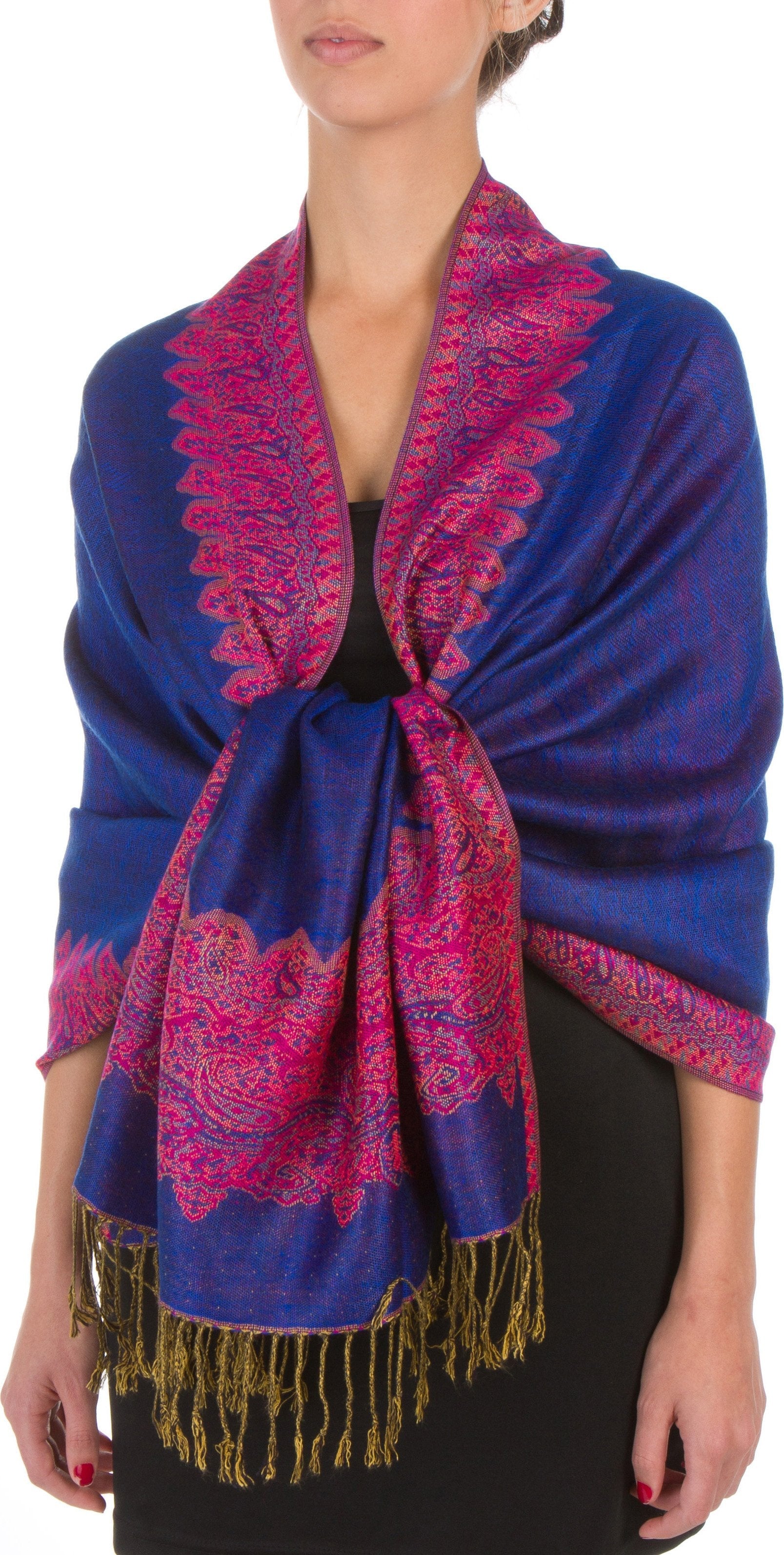 Sakkas 70" x 28" Border Pattern Layered Woven Pashmina Shawl Scarf Wrap Stole - Premium scarf from Sakkas Store - Just $16.98! Shop now at Concordia Style Boutique