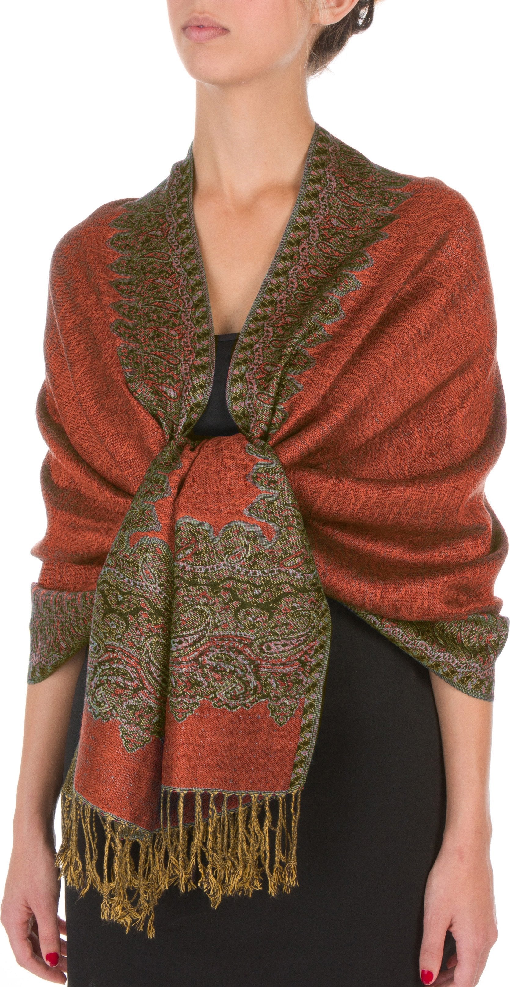 Sakkas 70" x 28" Border Pattern Layered Woven Pashmina Shawl Scarf Wrap Stole - Premium scarf from Sakkas Store - Just $16.98! Shop now at Concordia Style Boutique