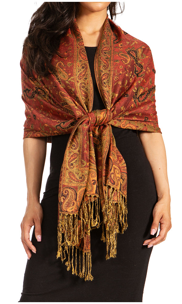 Sakkas Double Layer Jacquard Paisley Pashmina Shawl / Wrap / Stole - Concordia Style Boutique