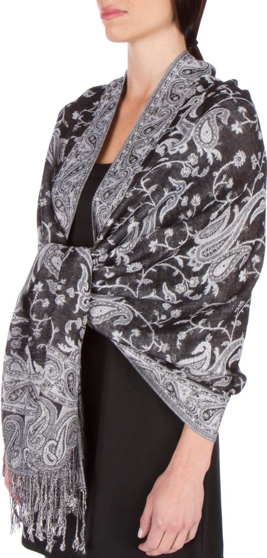 Sakkas Double Layer Jacquard Paisley Pashmina Shawl / Wrap / Stole - Concordia Style Boutique
