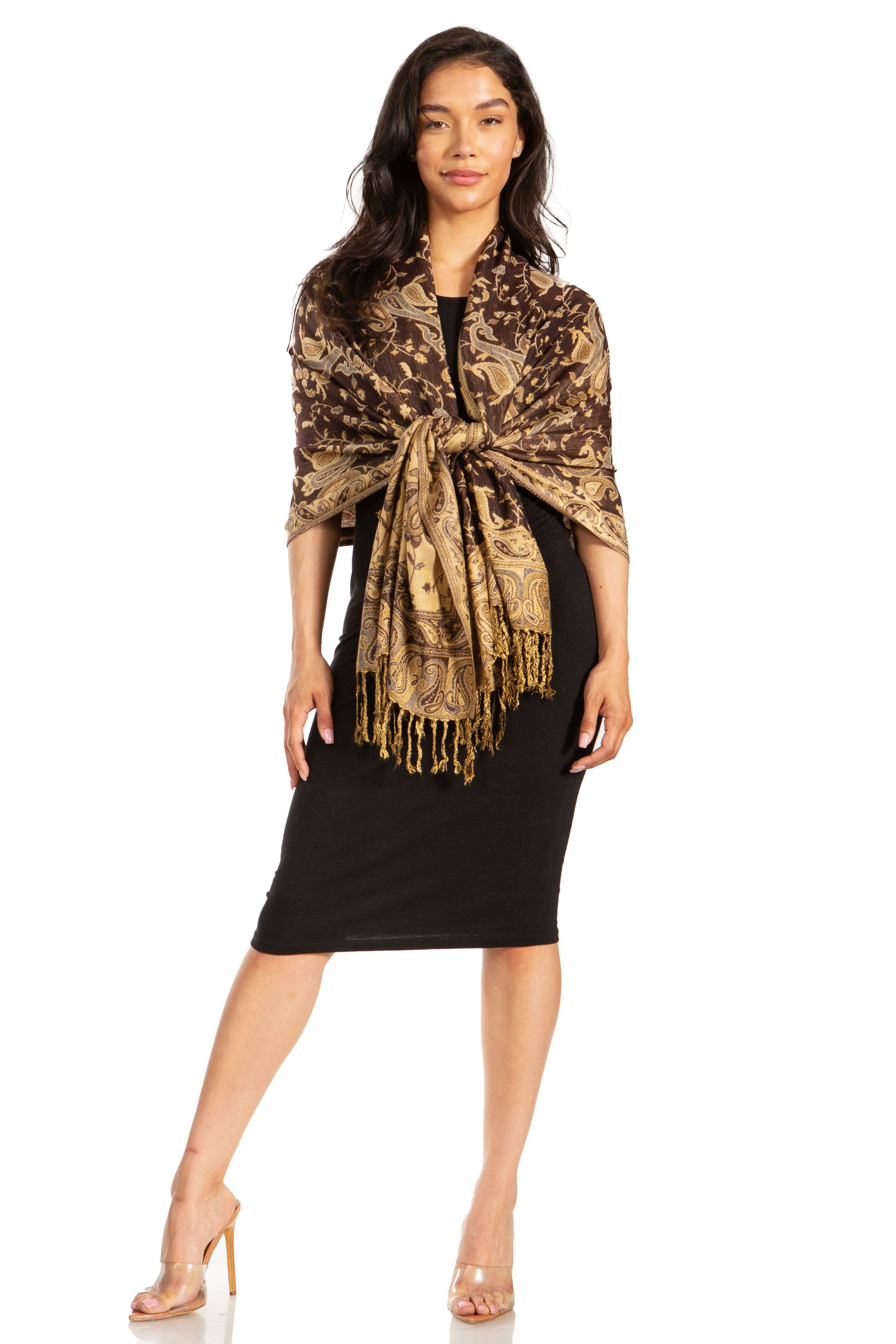 Sakkas Double Layer Jacquard Paisley Pashmina Shawl / Wrap / Stole - Concordia Style Boutique