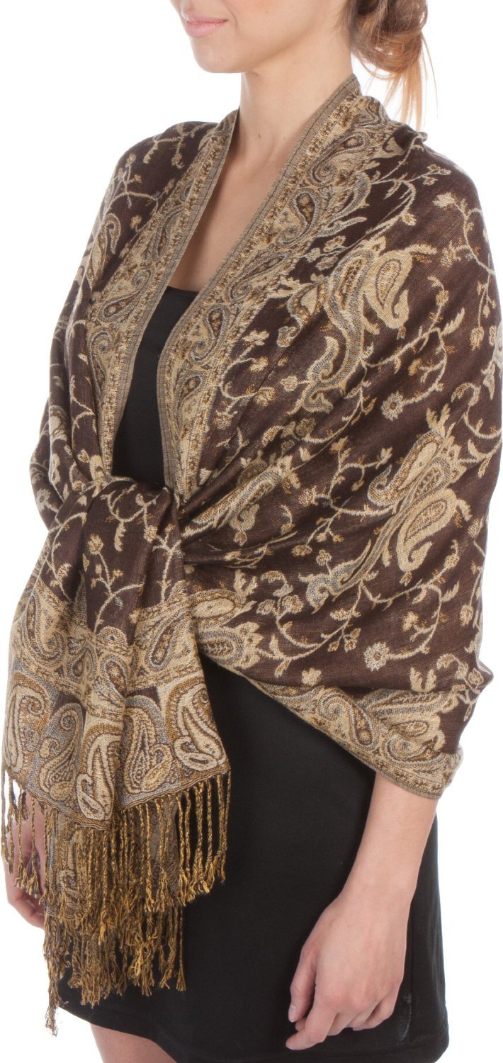 Sakkas Double Layer Jacquard Paisley Pashmina Shawl / Wrap / Stole - Concordia Style Boutique