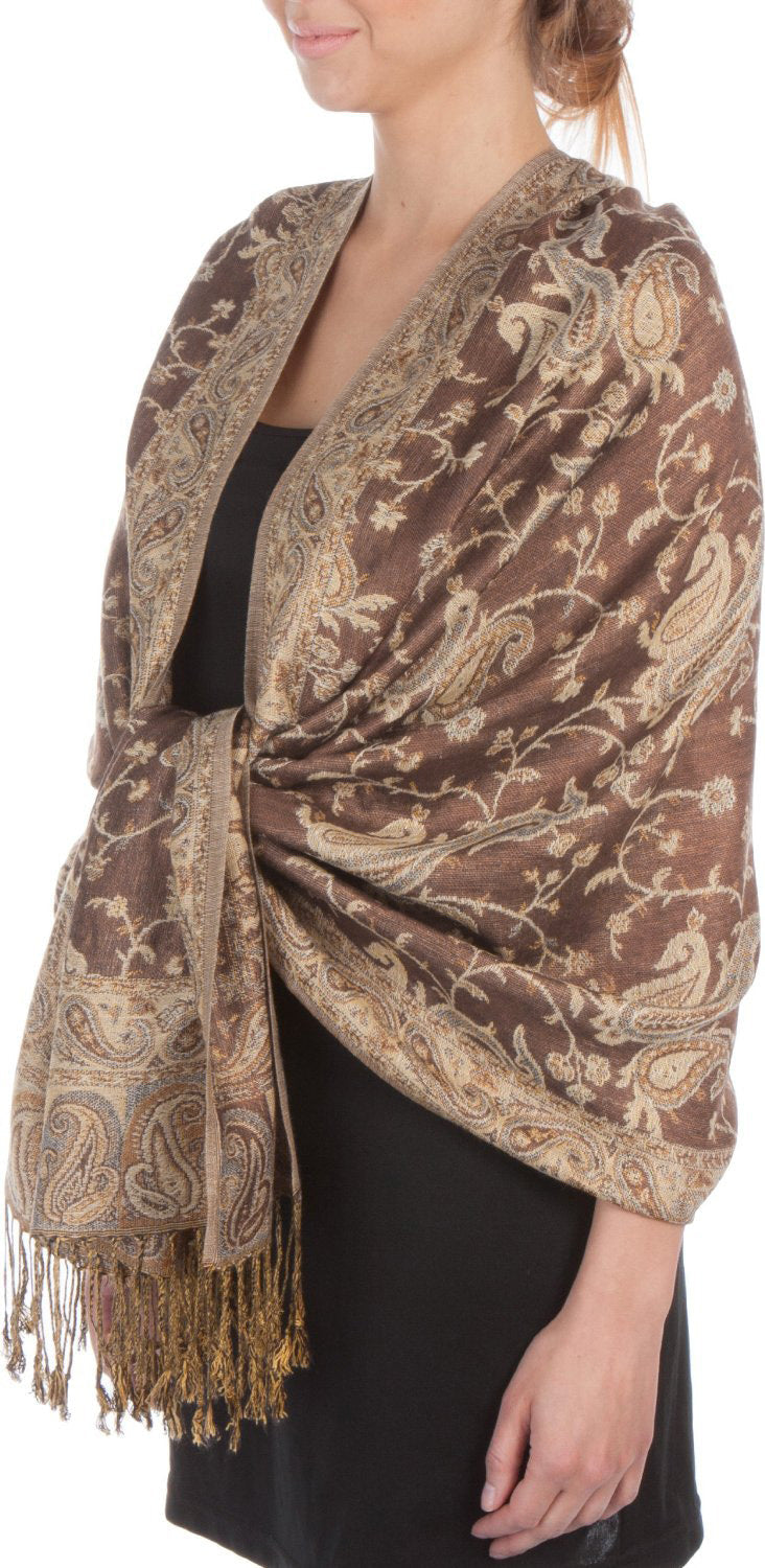 Sakkas Double Layer Jacquard Paisley Pashmina Shawl / Wrap / Stole - Concordia Style Boutique