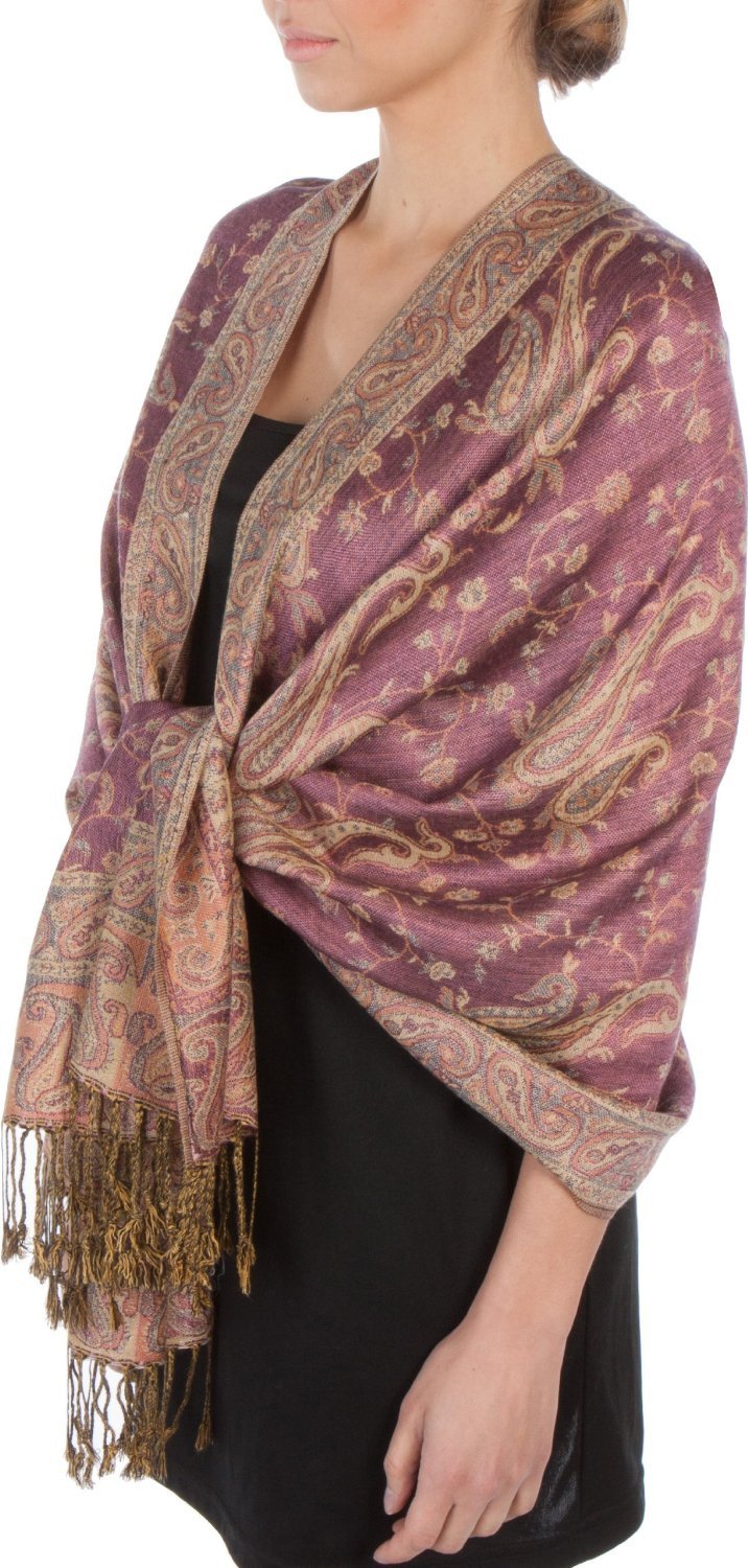 Sakkas Double Layer Jacquard Paisley Pashmina Shawl / Wrap / Stole - Concordia Style Boutique