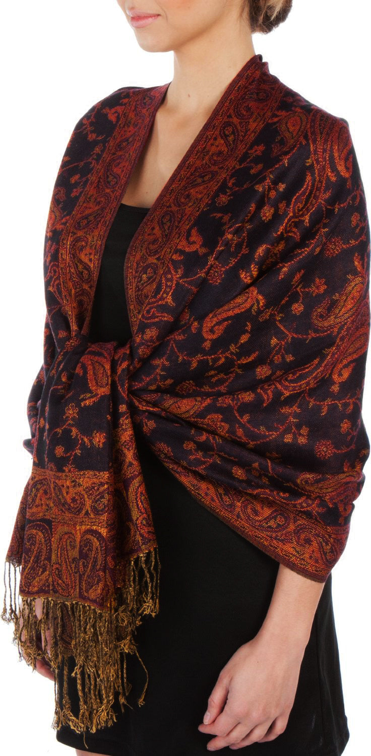 Sakkas Double Layer Jacquard Paisley Pashmina Shawl / Wrap / Stole - Concordia Style Boutique