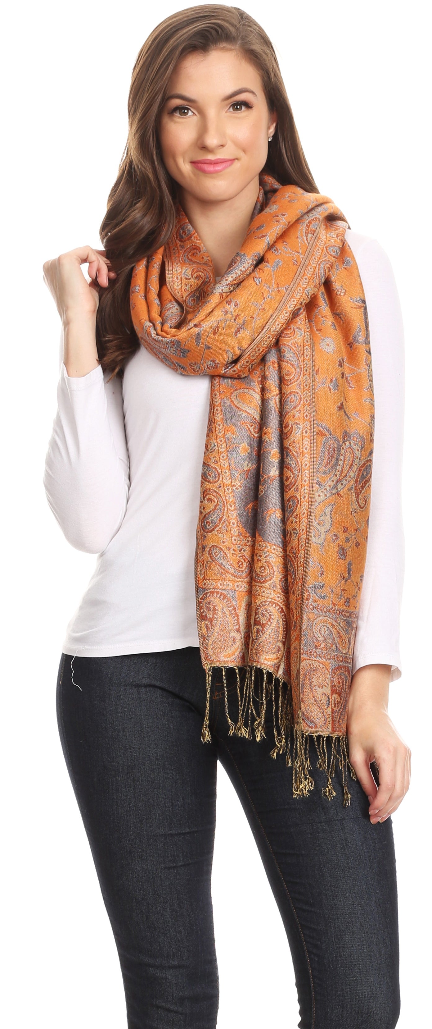 Sakkas Double Layer Jacquard Paisley Pashmina Shawl / Wrap / Stole - Concordia Style Boutique