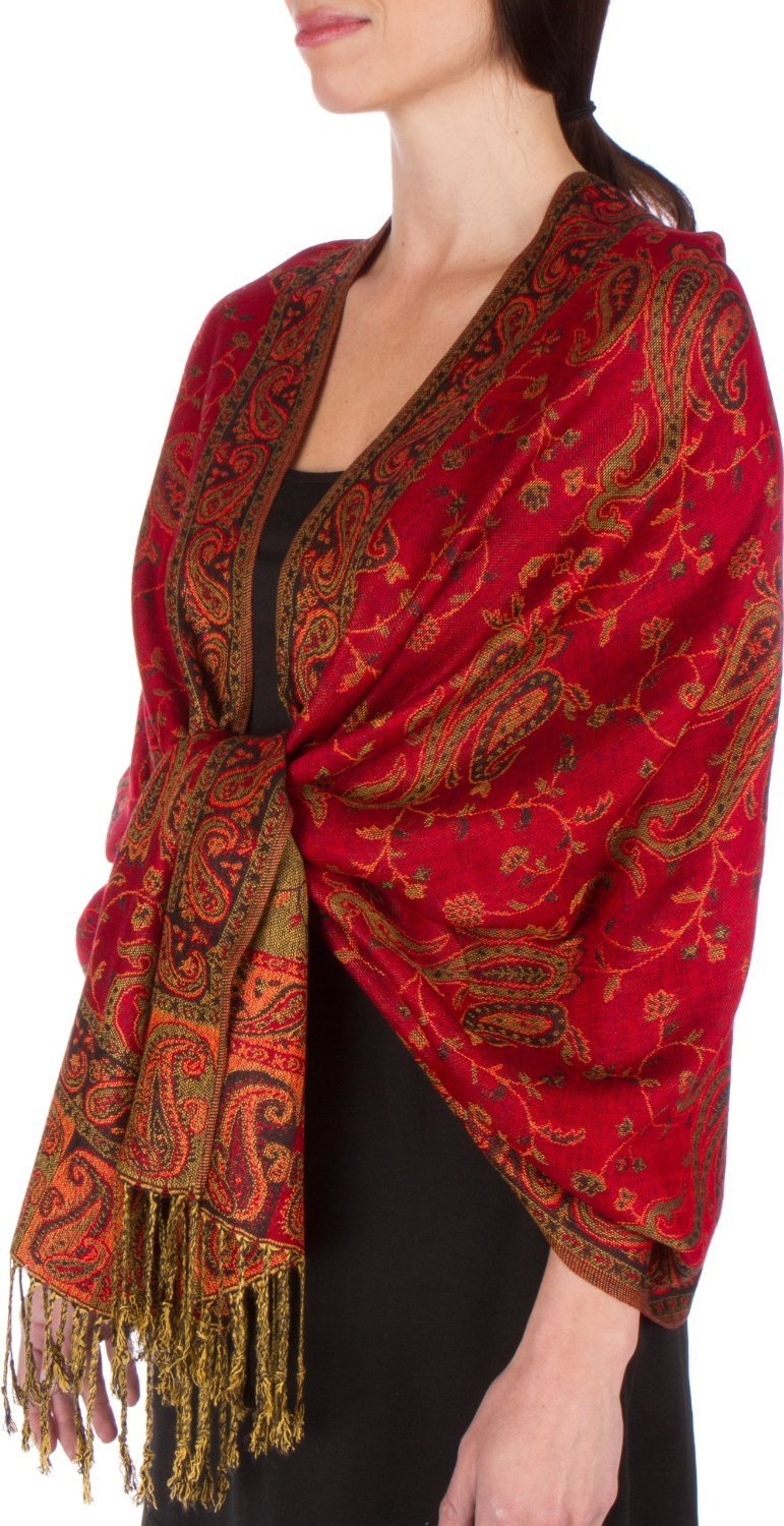 Sakkas Double Layer Jacquard Paisley Pashmina Shawl / Wrap / Stole - Concordia Style Boutique