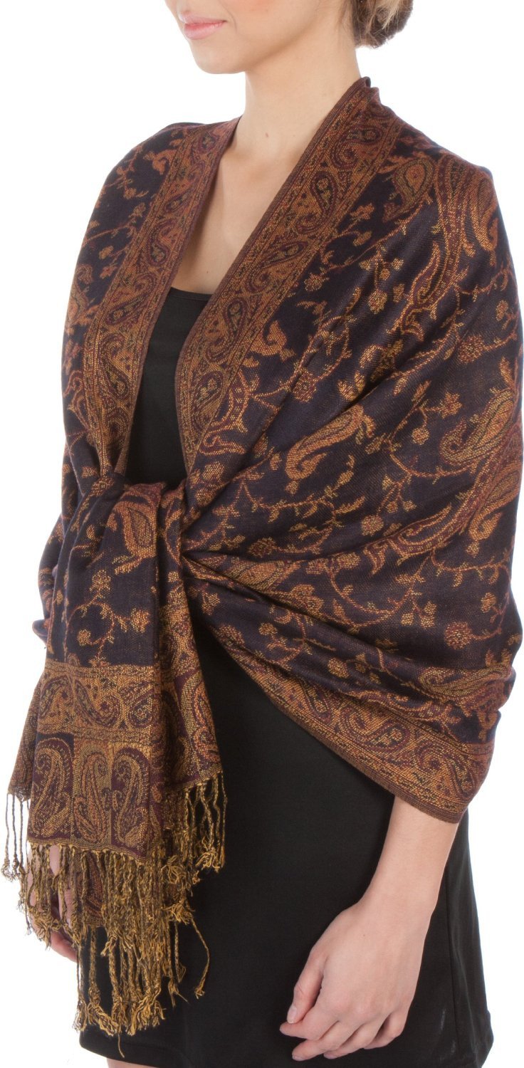 Sakkas Double Layer Jacquard Paisley Pashmina Shawl / Wrap / Stole - Concordia Style Boutique