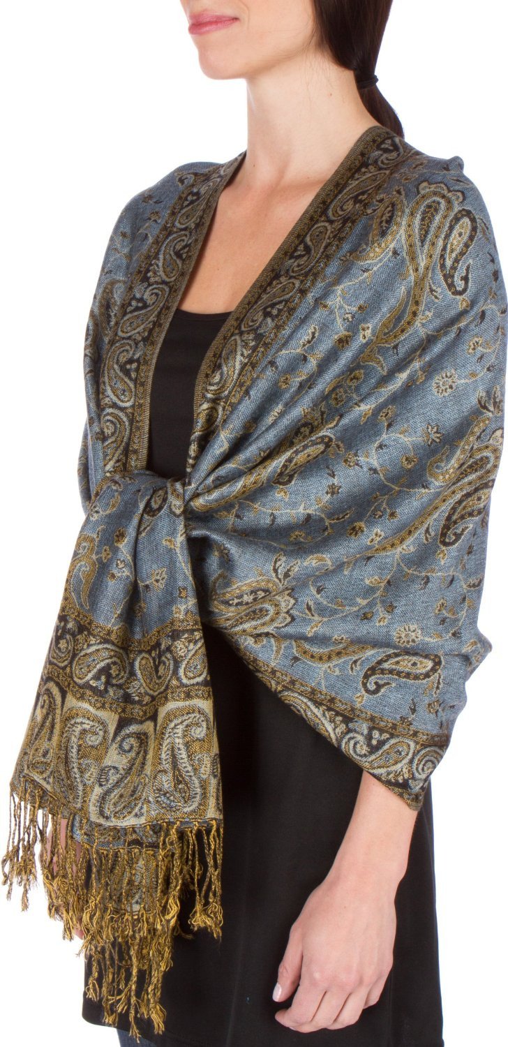 Sakkas Double Layer Jacquard Paisley Pashmina Shawl / Wrap / Stole - Concordia Style Boutique