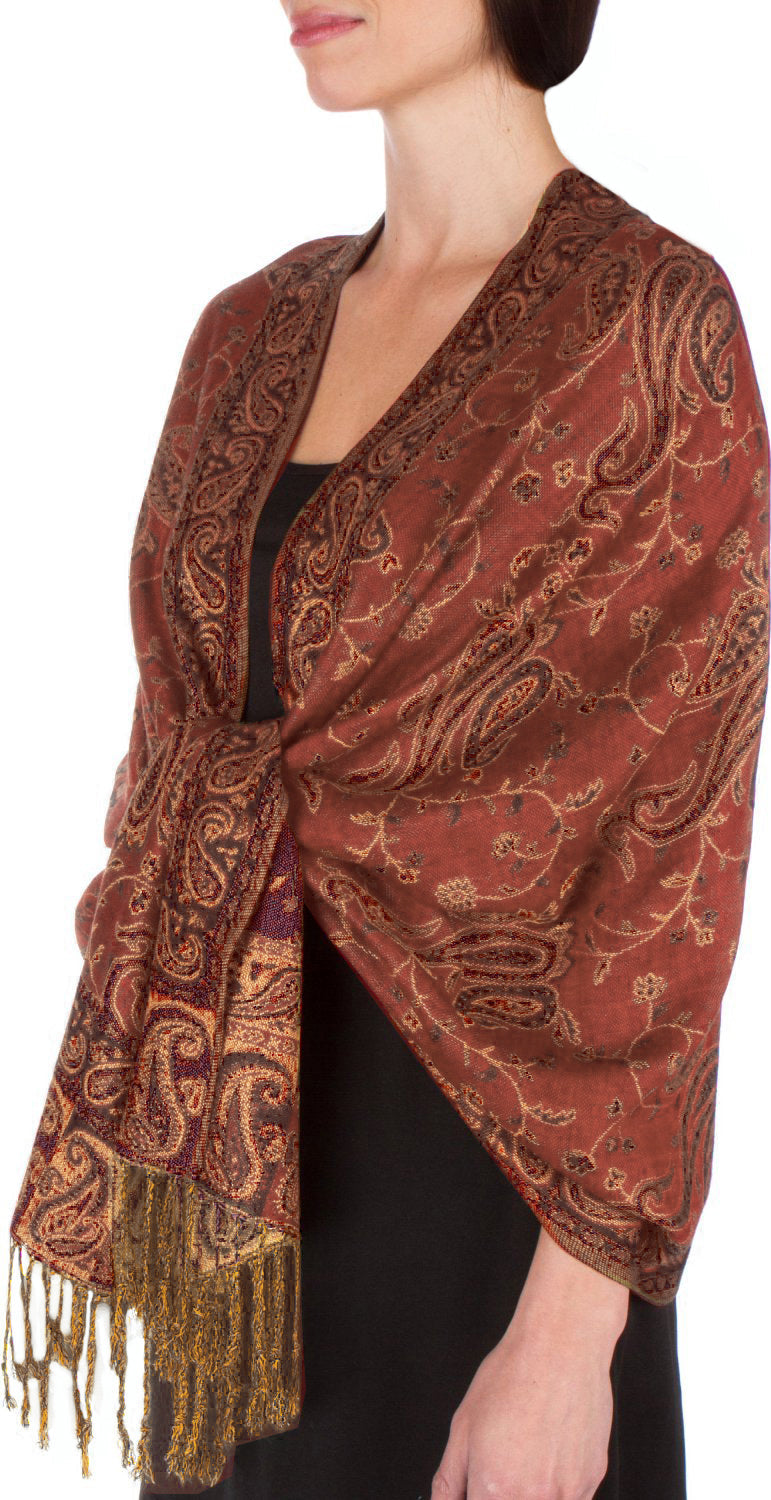 Sakkas Double Layer Jacquard Paisley Pashmina Shawl / Wrap / Stole - Concordia Style Boutique