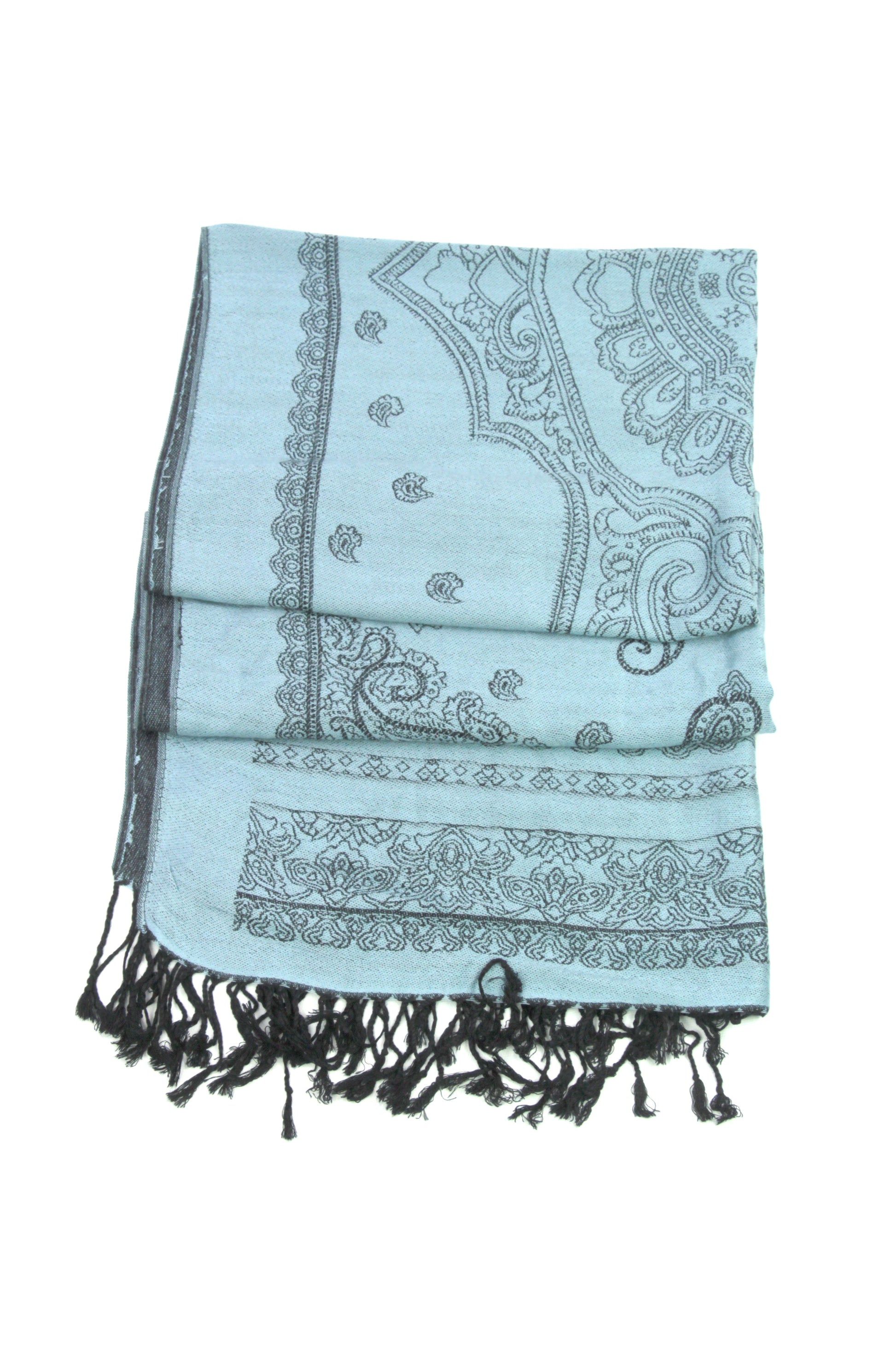 Sakkas Lightweight Two Tone Paisley Design Pashmina Fringe Scarf / Stole / Wrap - Concordia Style Boutique