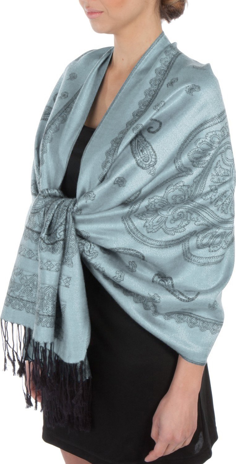 Sakkas Lightweight Two Tone Paisley Design Pashmina Fringe Scarf / Stole / Wrap - Concordia Style Boutique