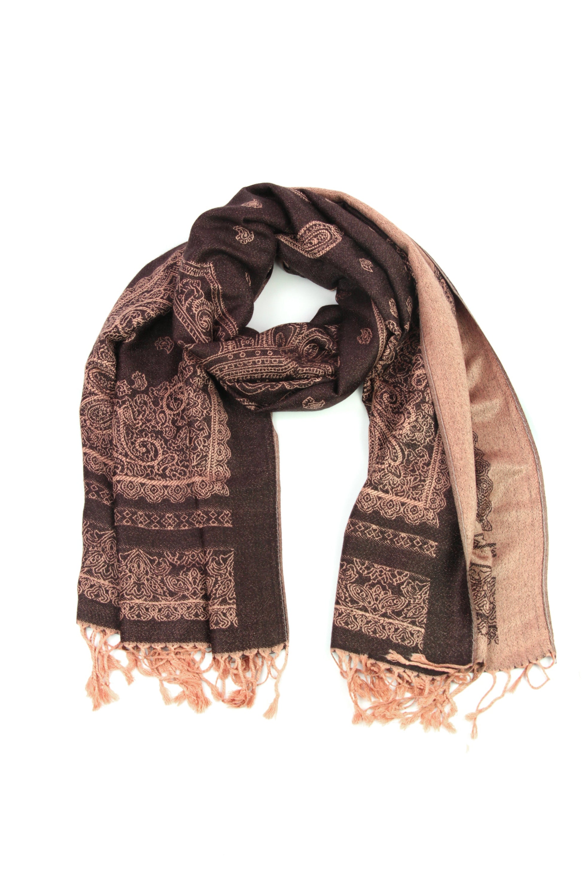 Sakkas Lightweight Two Tone Paisley Design Pashmina Fringe Scarf / Stole / Wrap - Concordia Style Boutique
