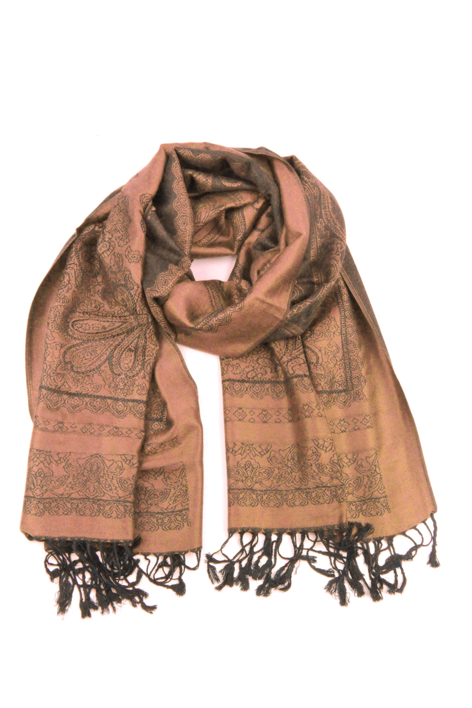Sakkas Lightweight Two Tone Paisley Design Pashmina Fringe Scarf / Stole / Wrap - Concordia Style Boutique