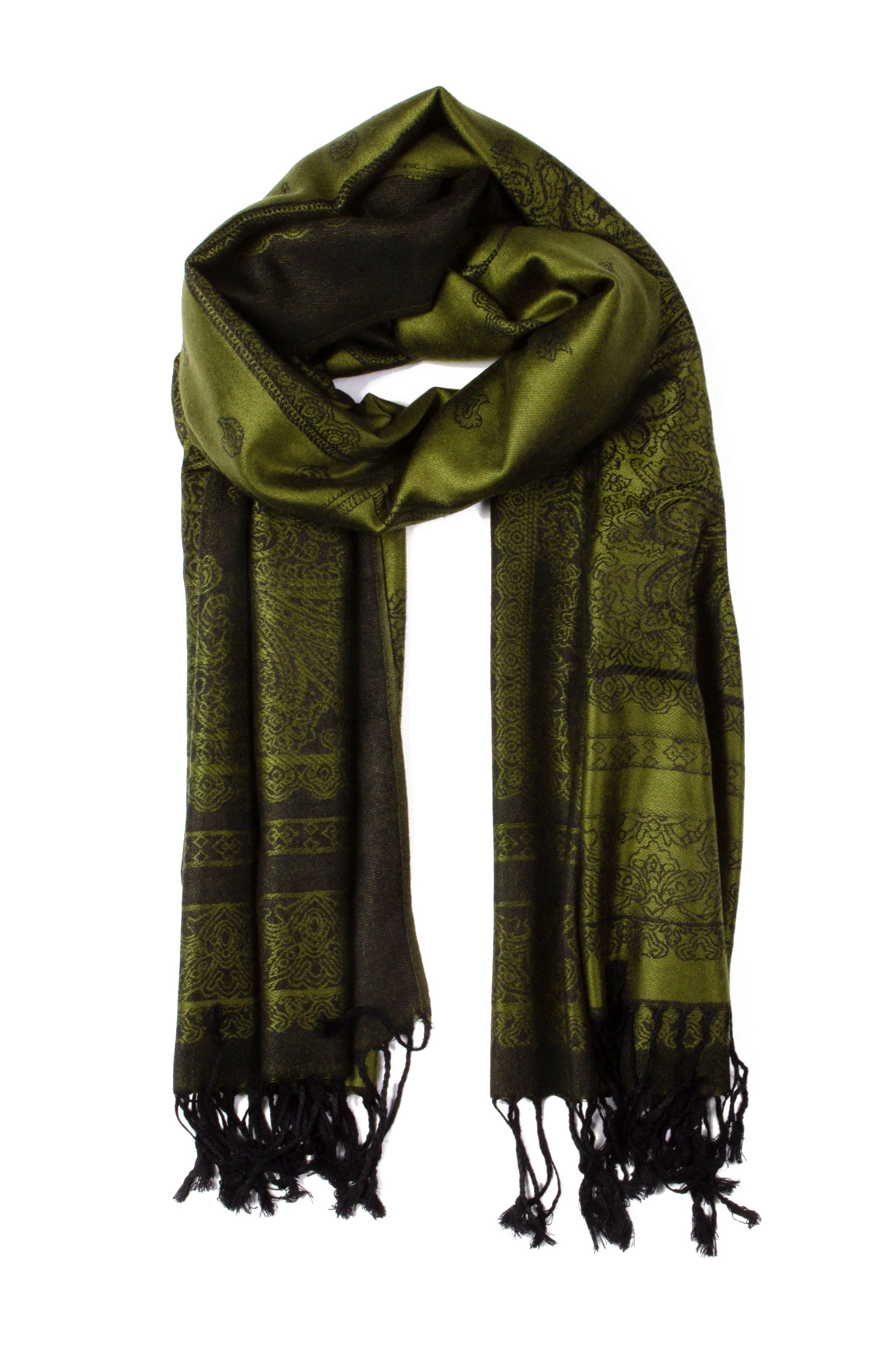 Sakkas Lightweight Two Tone Paisley Design Pashmina Fringe Scarf / Stole / Wrap - Concordia Style Boutique