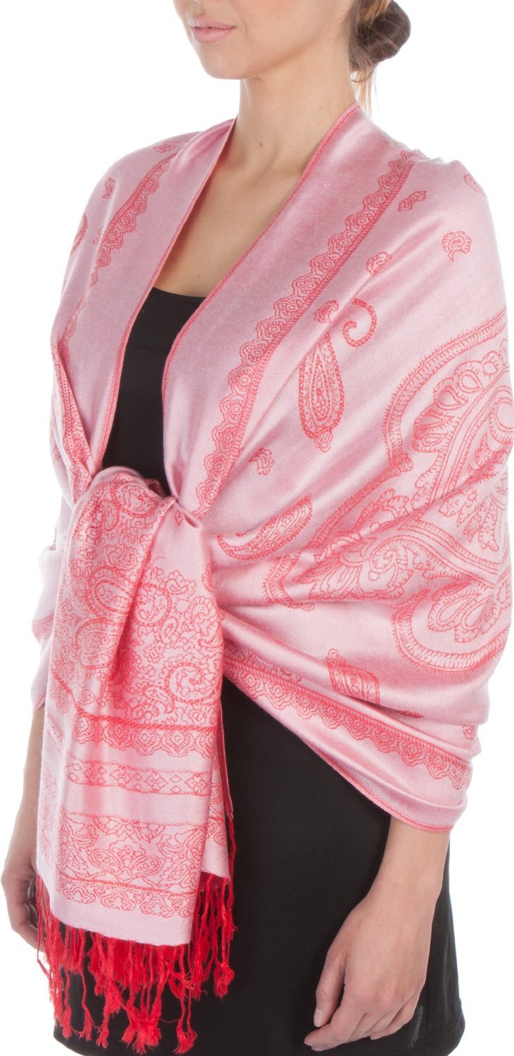 Sakkas Lightweight Two Tone Paisley Design Pashmina Fringe Scarf / Stole / Wrap - Concordia Style Boutique