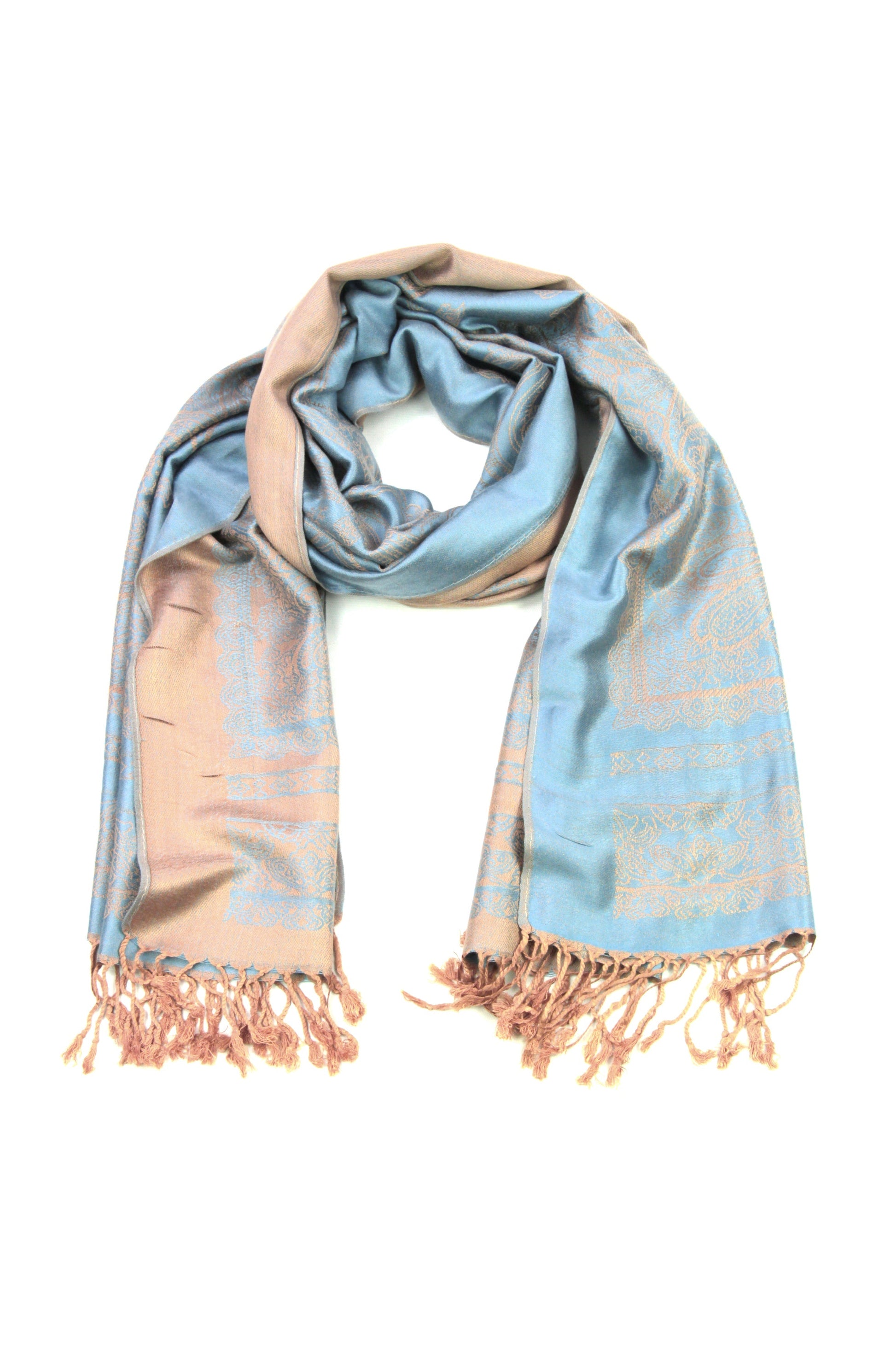 Sakkas Lightweight Two Tone Paisley Design Pashmina Fringe Scarf / Stole / Wrap - Concordia Style Boutique
