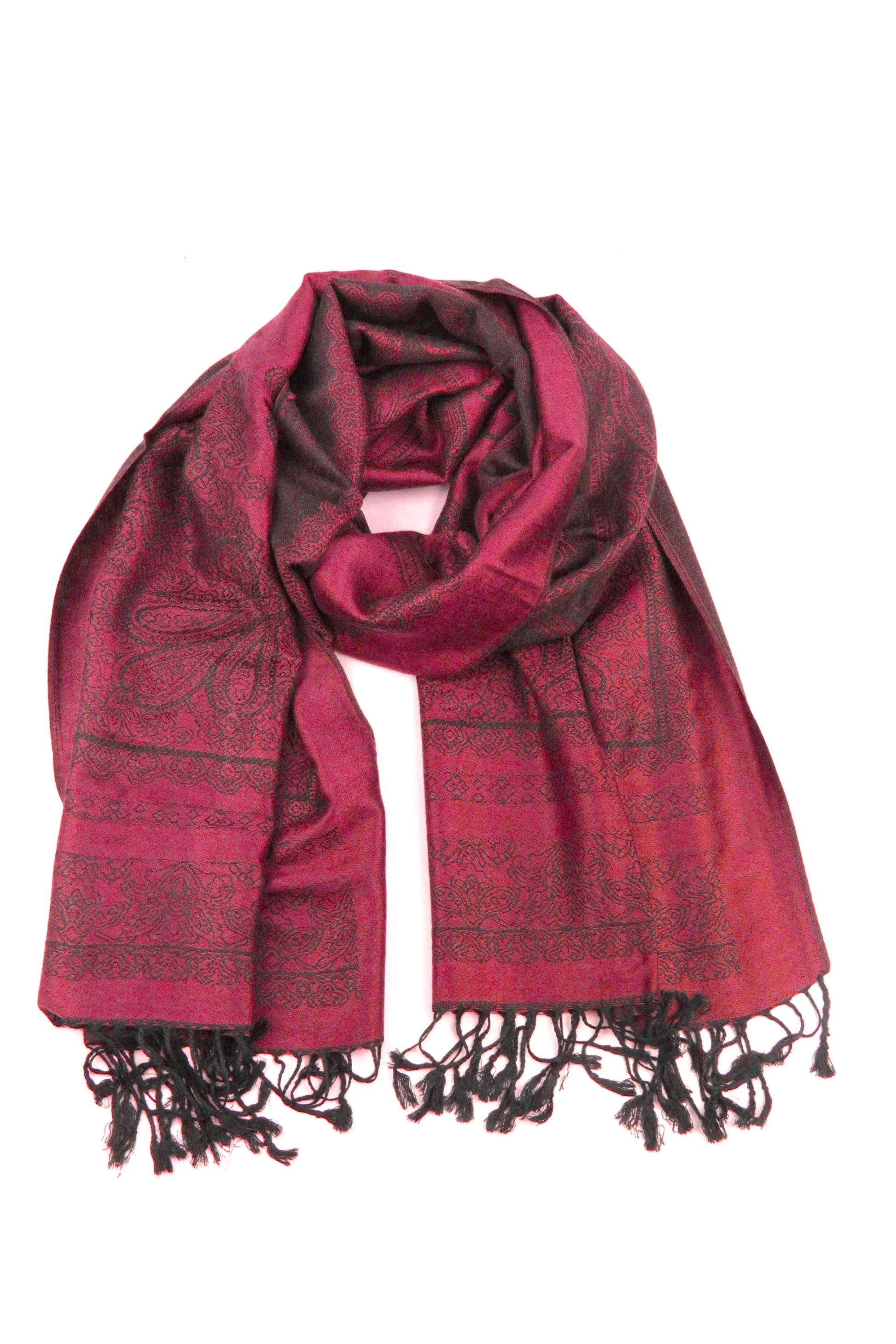 Sakkas Lightweight Two Tone Paisley Design Pashmina Fringe Scarf / Stole / Wrap - Concordia Style Boutique
