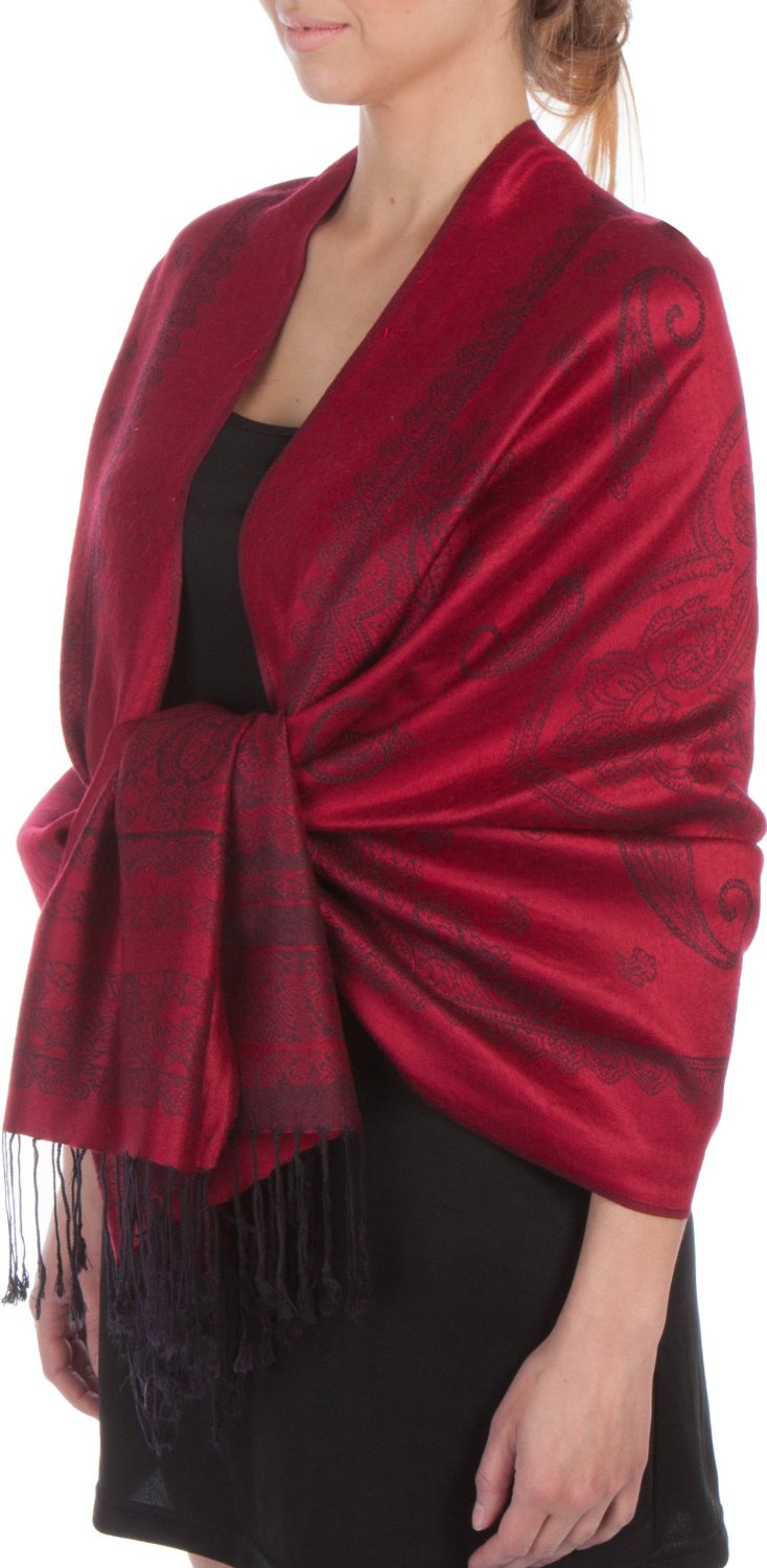 Sakkas Lightweight Two Tone Paisley Design Pashmina Fringe Scarf / Stole / Wrap - Concordia Style Boutique